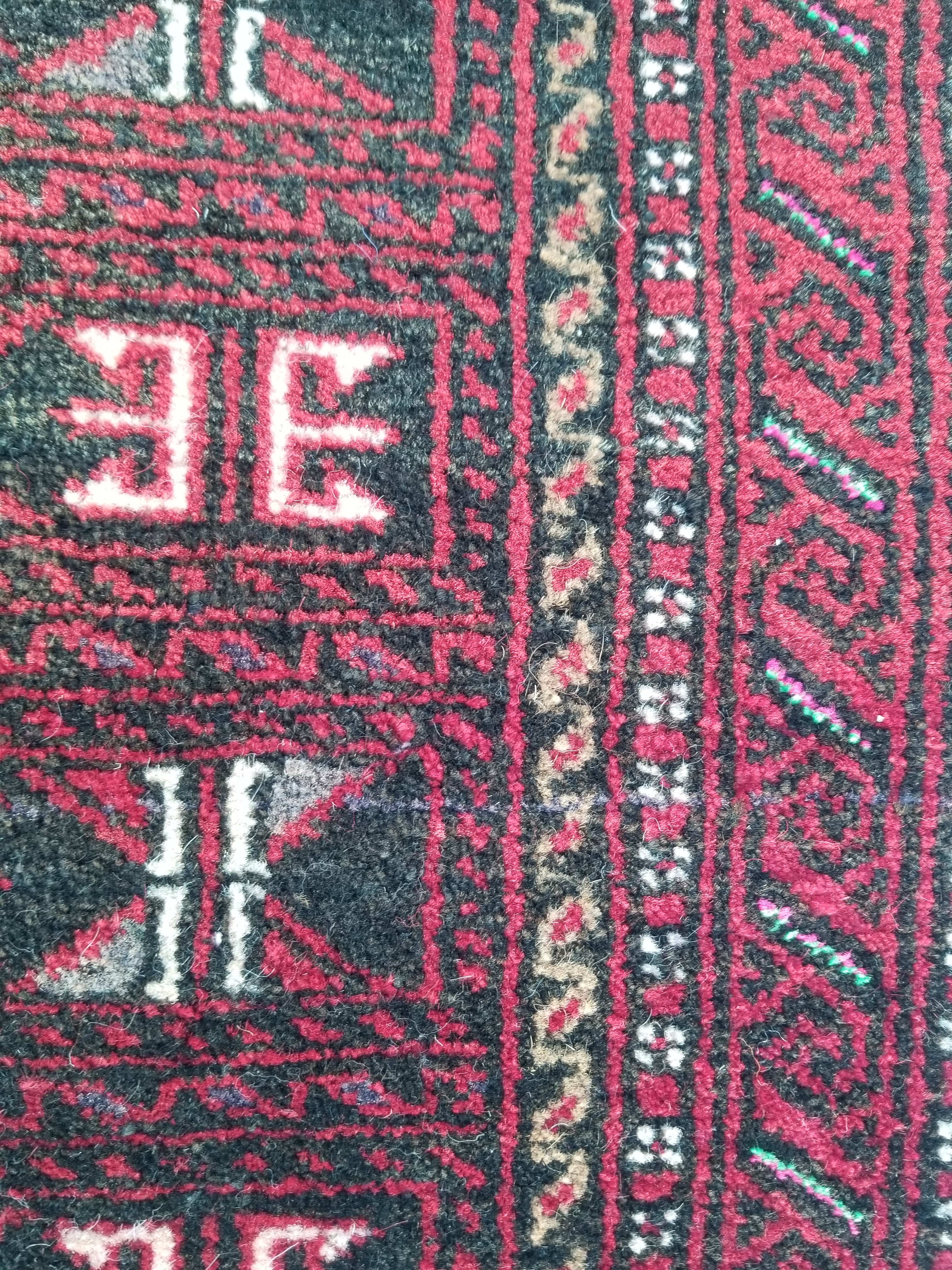 Antique Traditional Handmade Afghan Wool Multicolor Saddle Bag 53x49cm