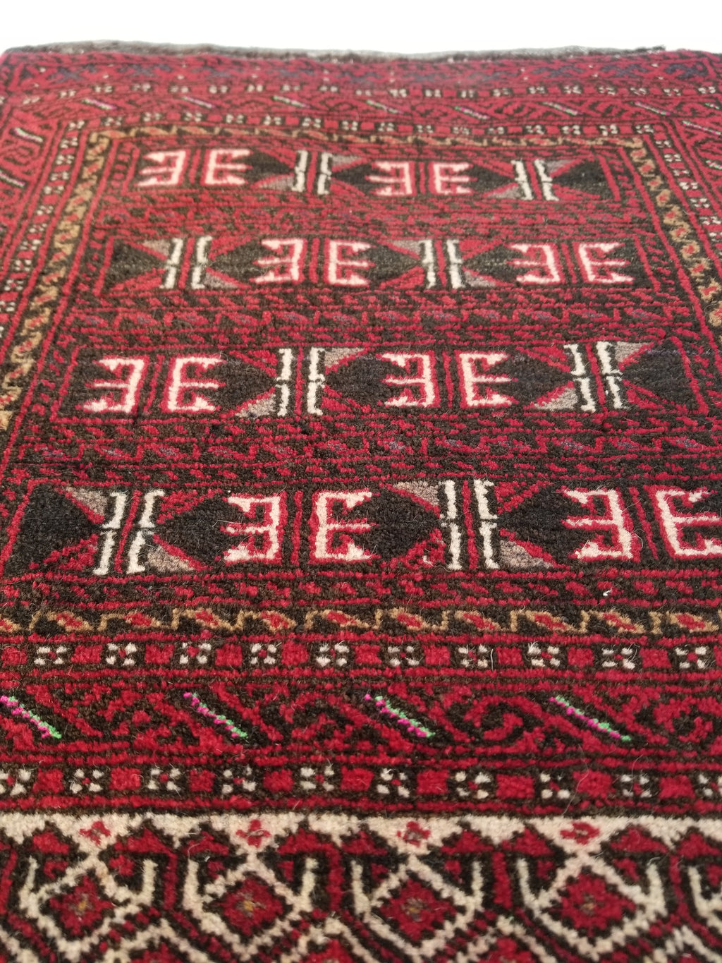 Antique Traditional Handmade Afghan Wool Multicolor Saddle Bag 53x49cm