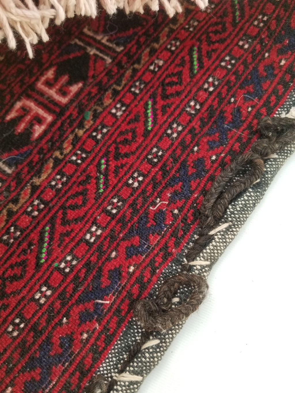Antique Traditional Handmade Afghan Wool Multicolor Saddle Bag 53x49cm