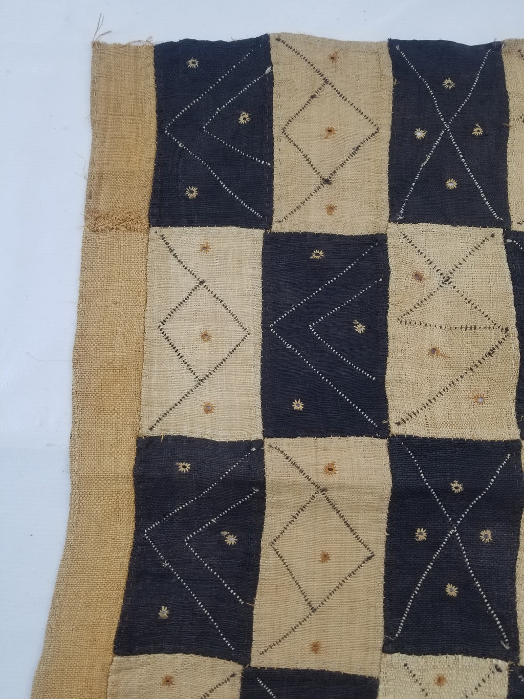Vintage African Natural Woven Raffia Table Runner 156x53cm