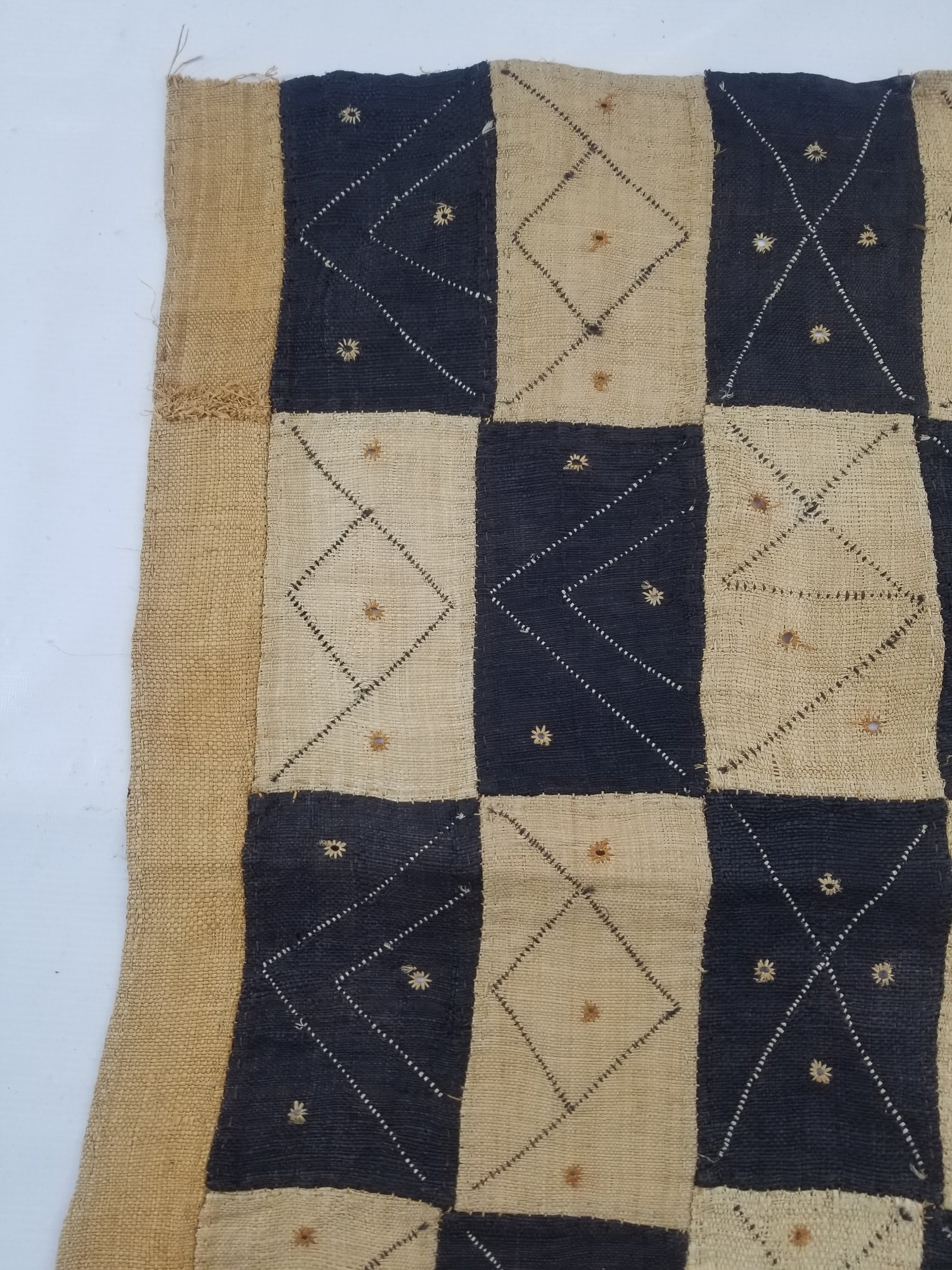 Vintage African Natural Woven Raffia Table Runner 156x53cm