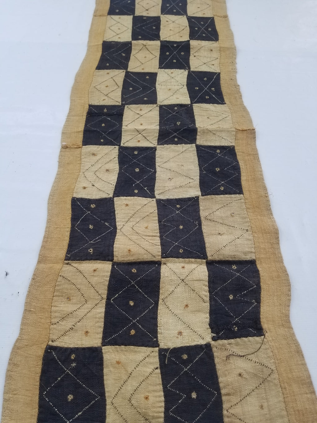 Vintage African Natural Woven Raffia Table Runner 156x53cm