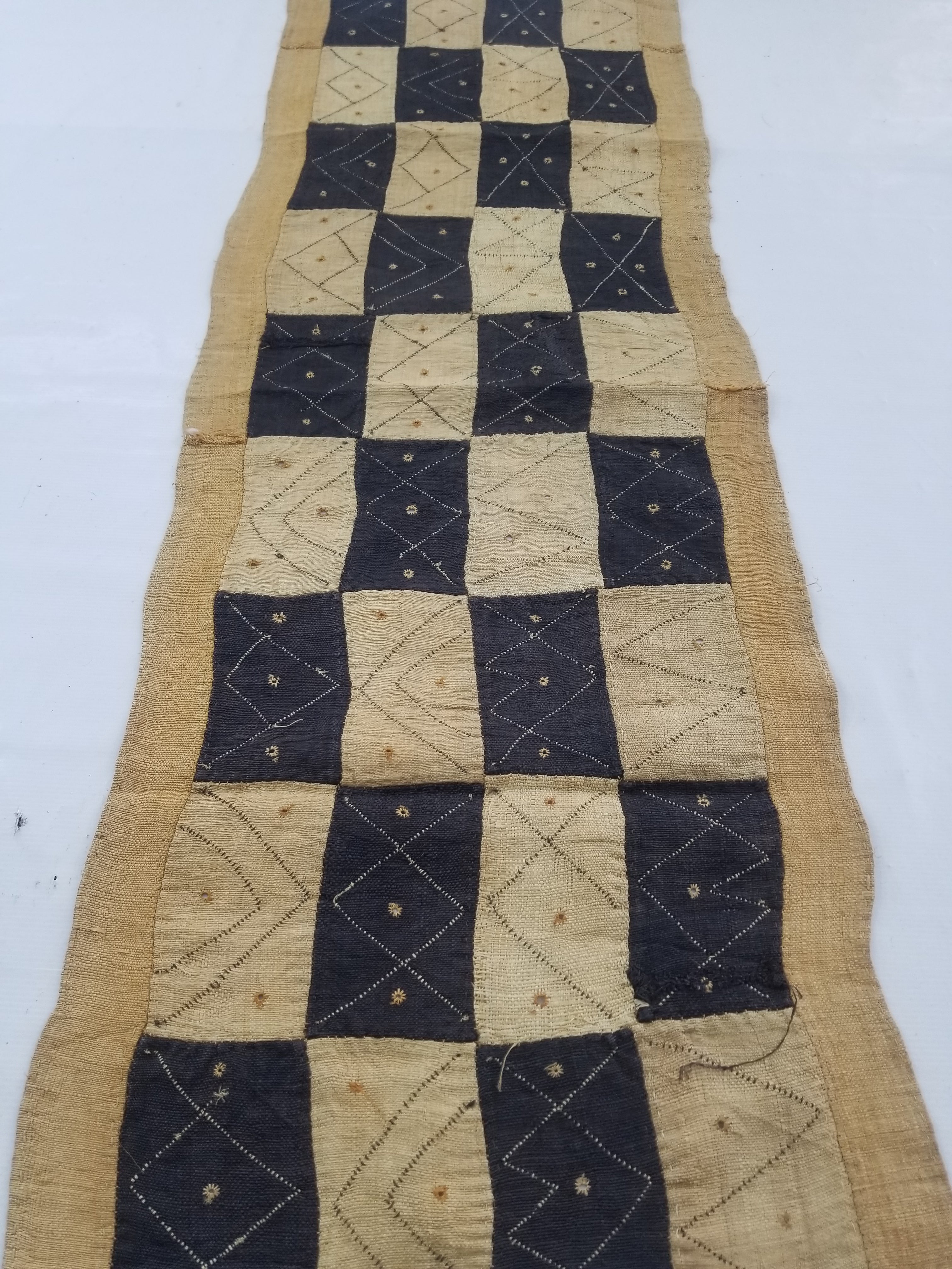 Vintage African Natural Woven Raffia Table Runner 156x53cm