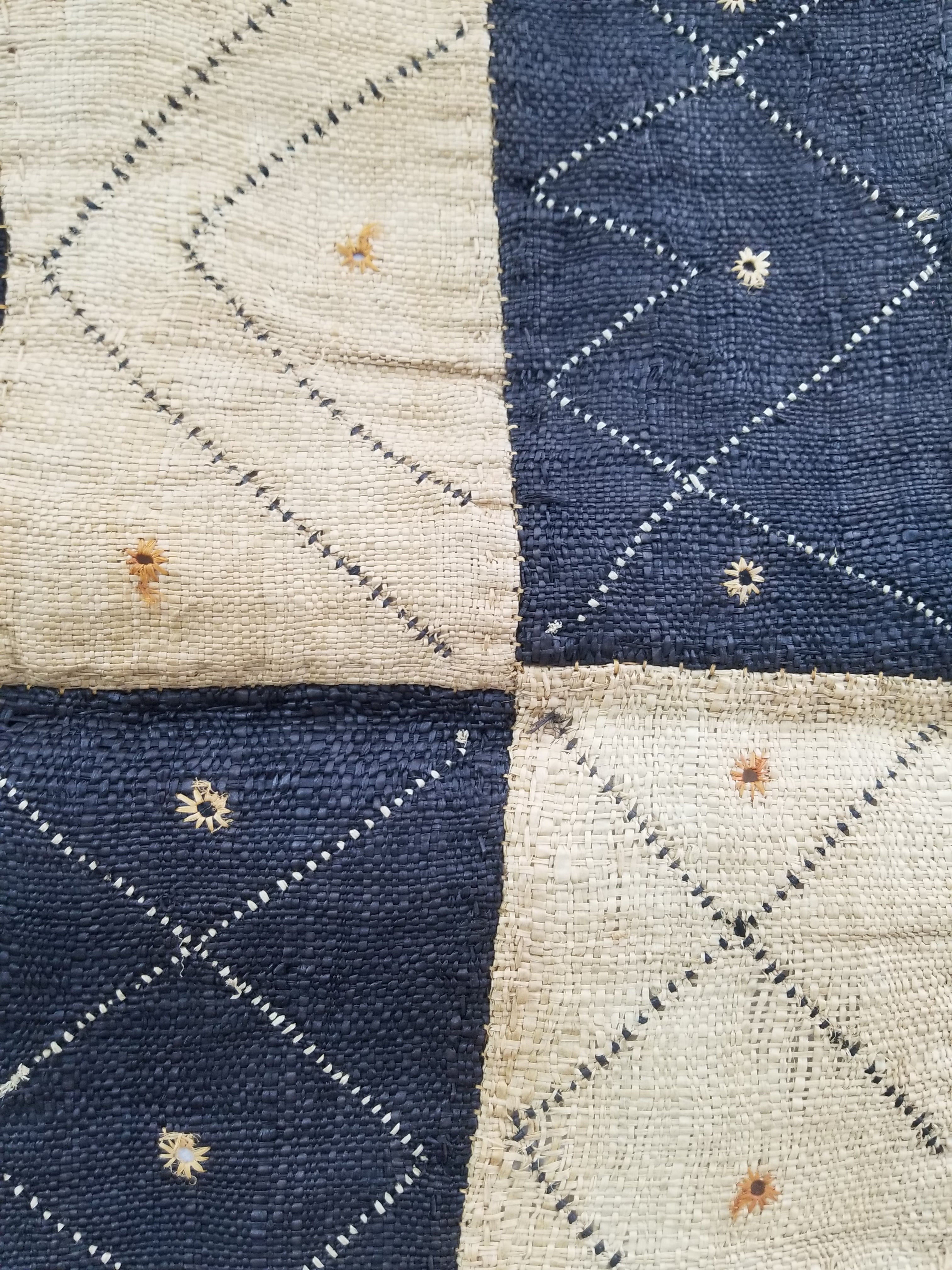 Vintage African Natural Woven Raffia Table Runner 156x53cm