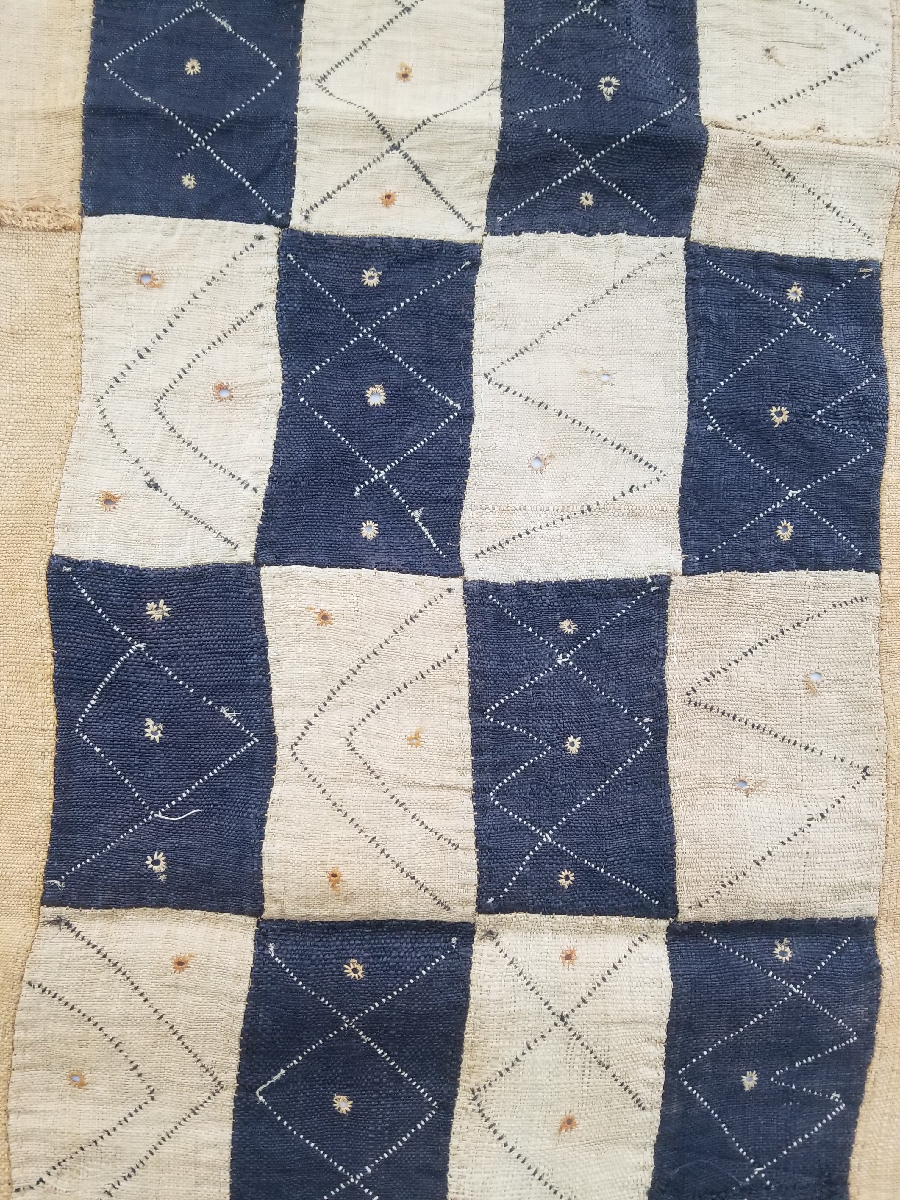 Vintage African Natural Woven Raffia Table Runner 156x53cm