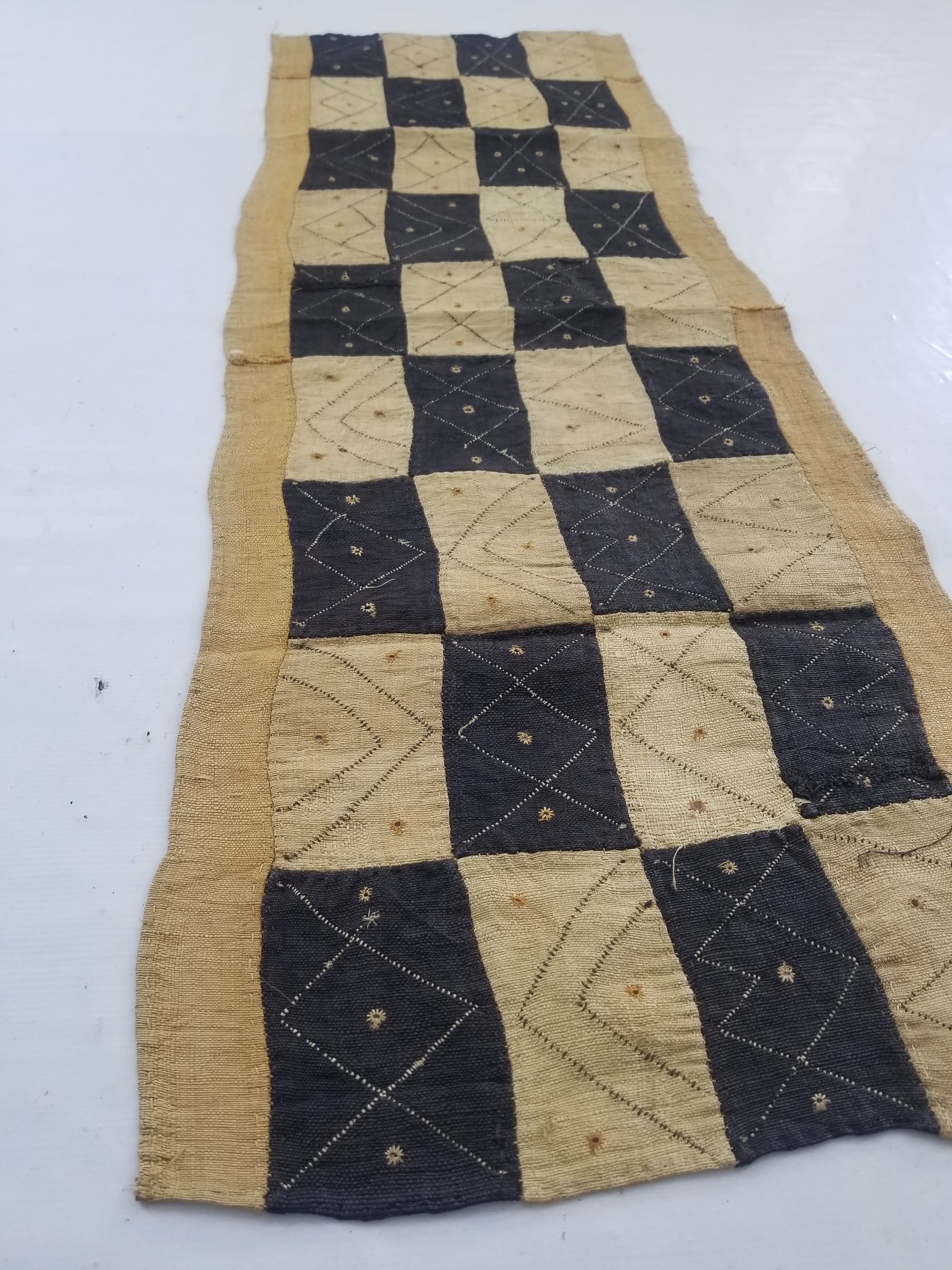 Vintage African Natural Woven Raffia Table Runner 156x53cm