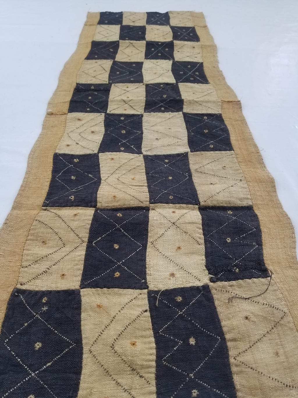 Vintage African Natural Woven Raffia Table Runner 156x53cm