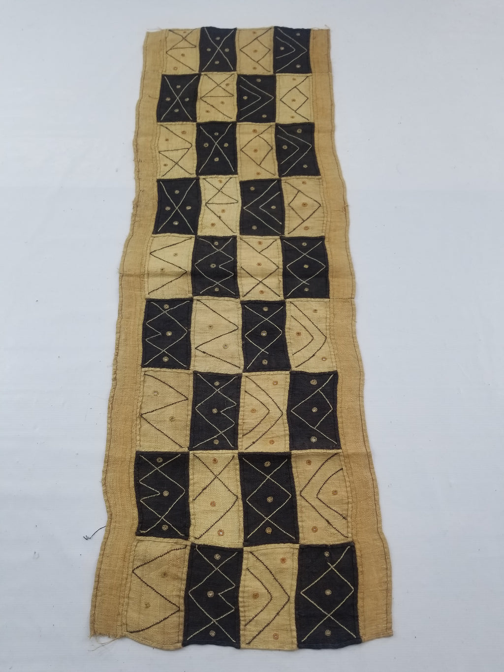 Vintage African Natural Woven Raffia Table Runner 156x53cm