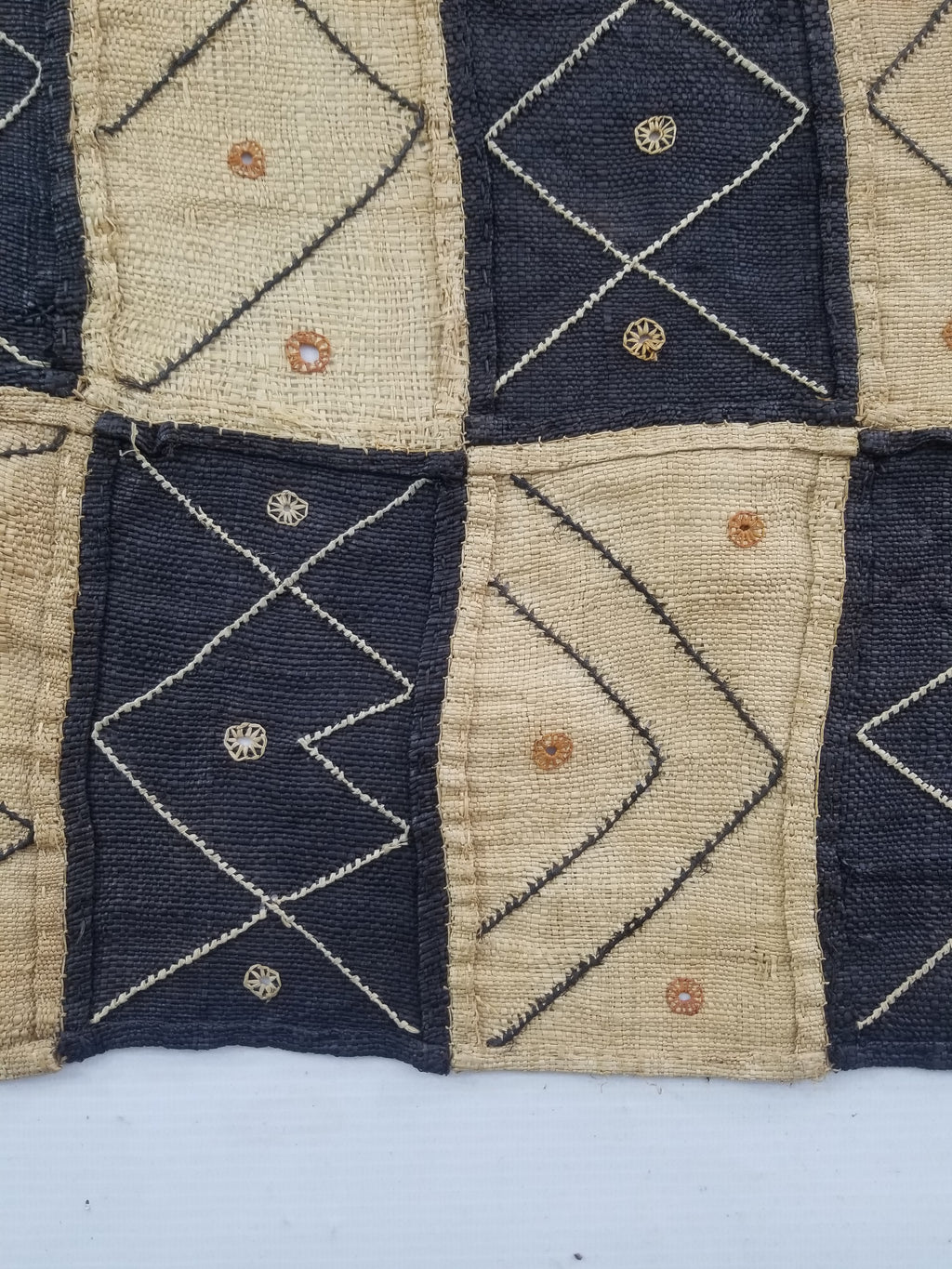 Vintage African Natural Woven Raffia Table Runner 156x53cm