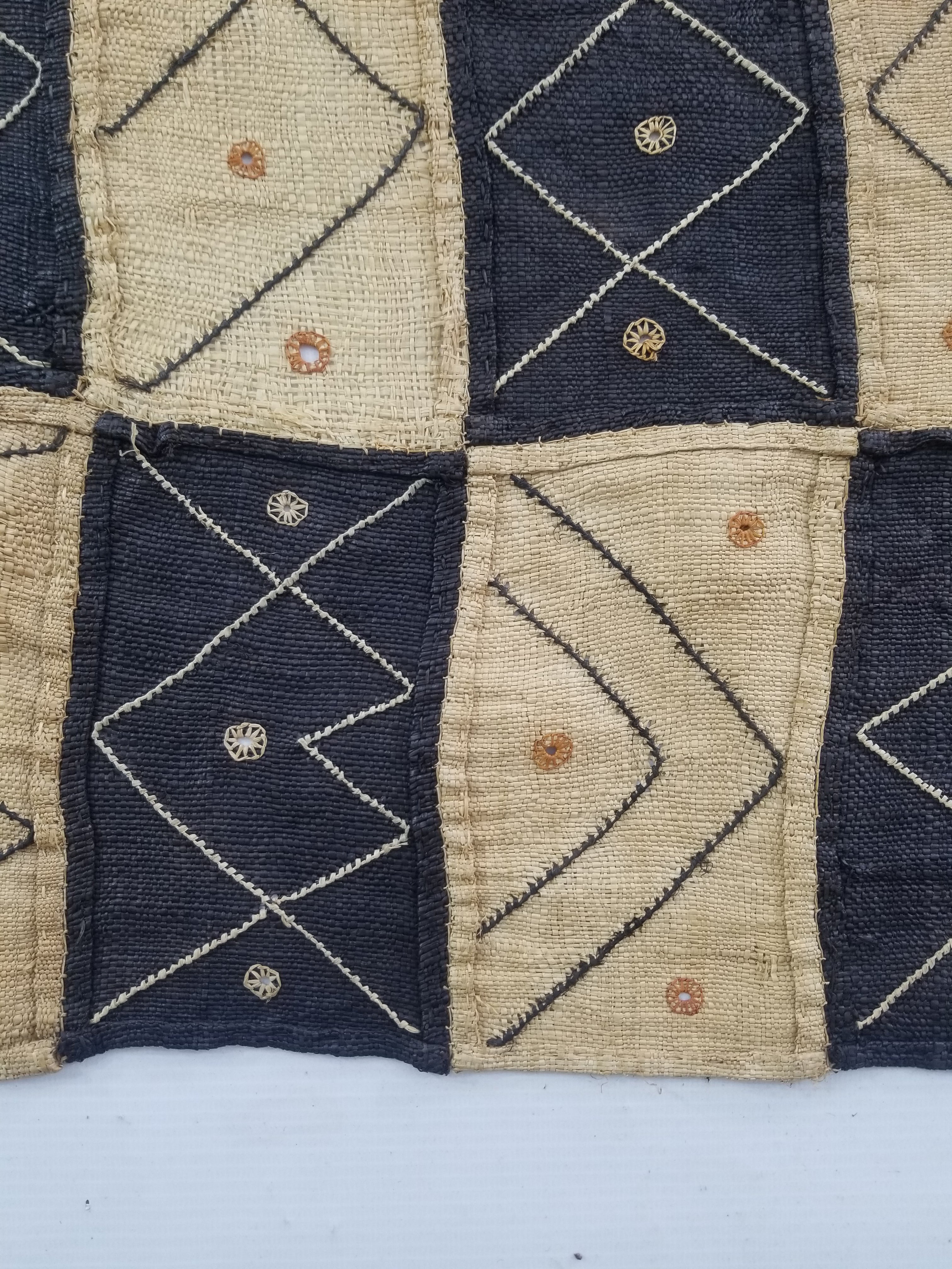 Vintage African Natural Woven Raffia Table Runner 156x53cm