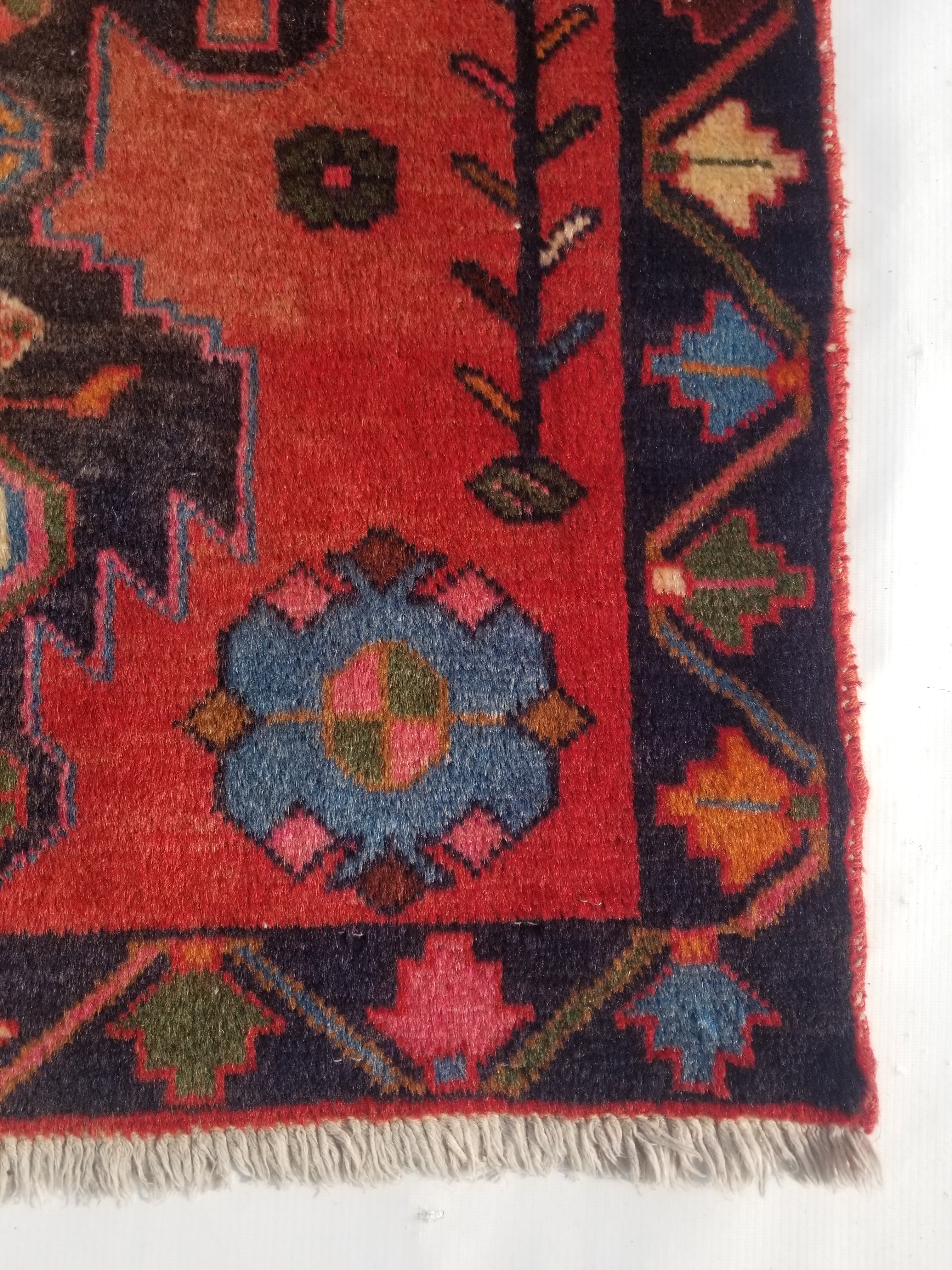 Distressed Vintage Traditional Handmade Afghan Wool Multicolor Rug 172x76cm