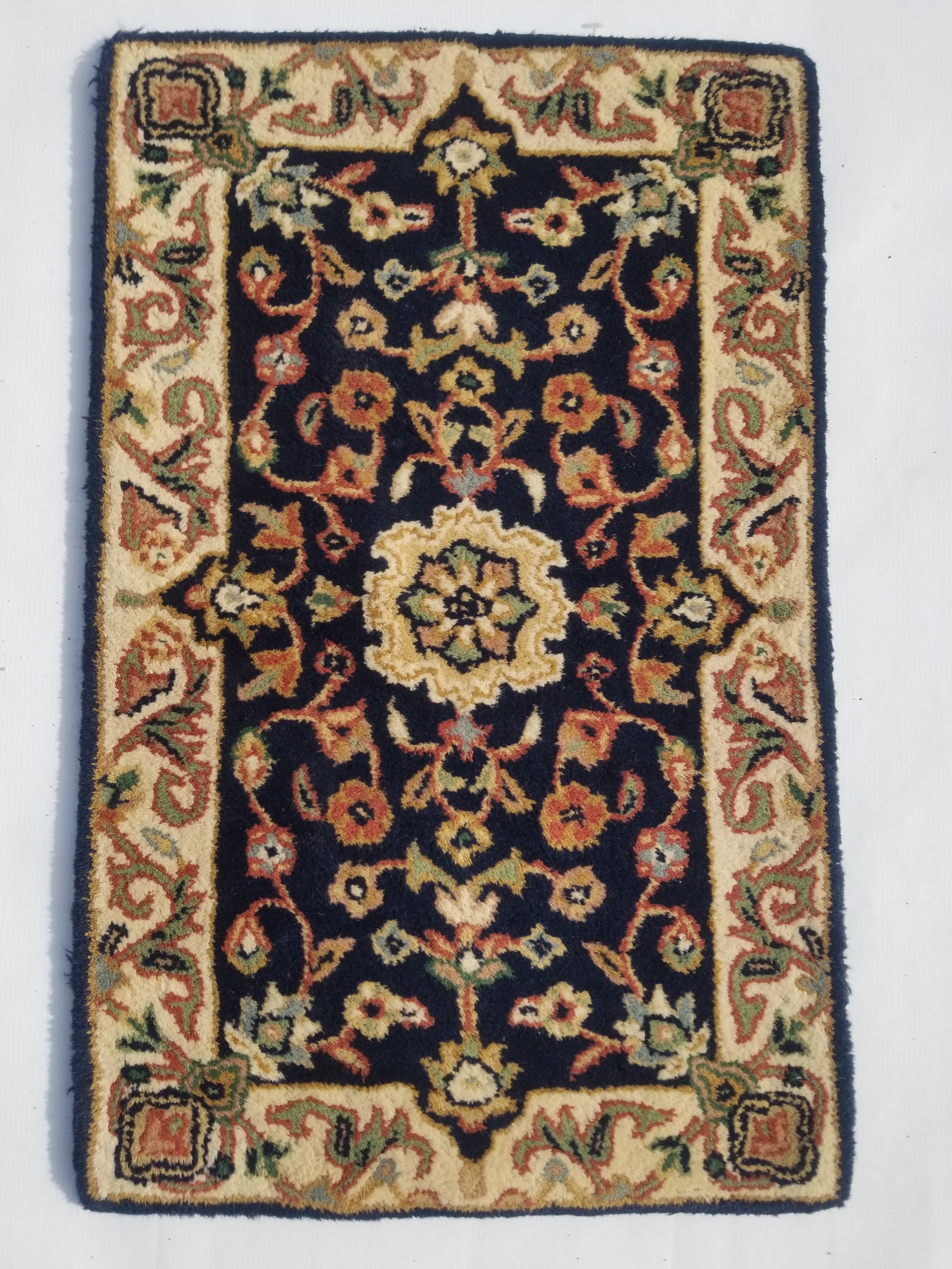 Vintage Traditional Handmade Oriental Wool Multicolor Rug 85x53cm