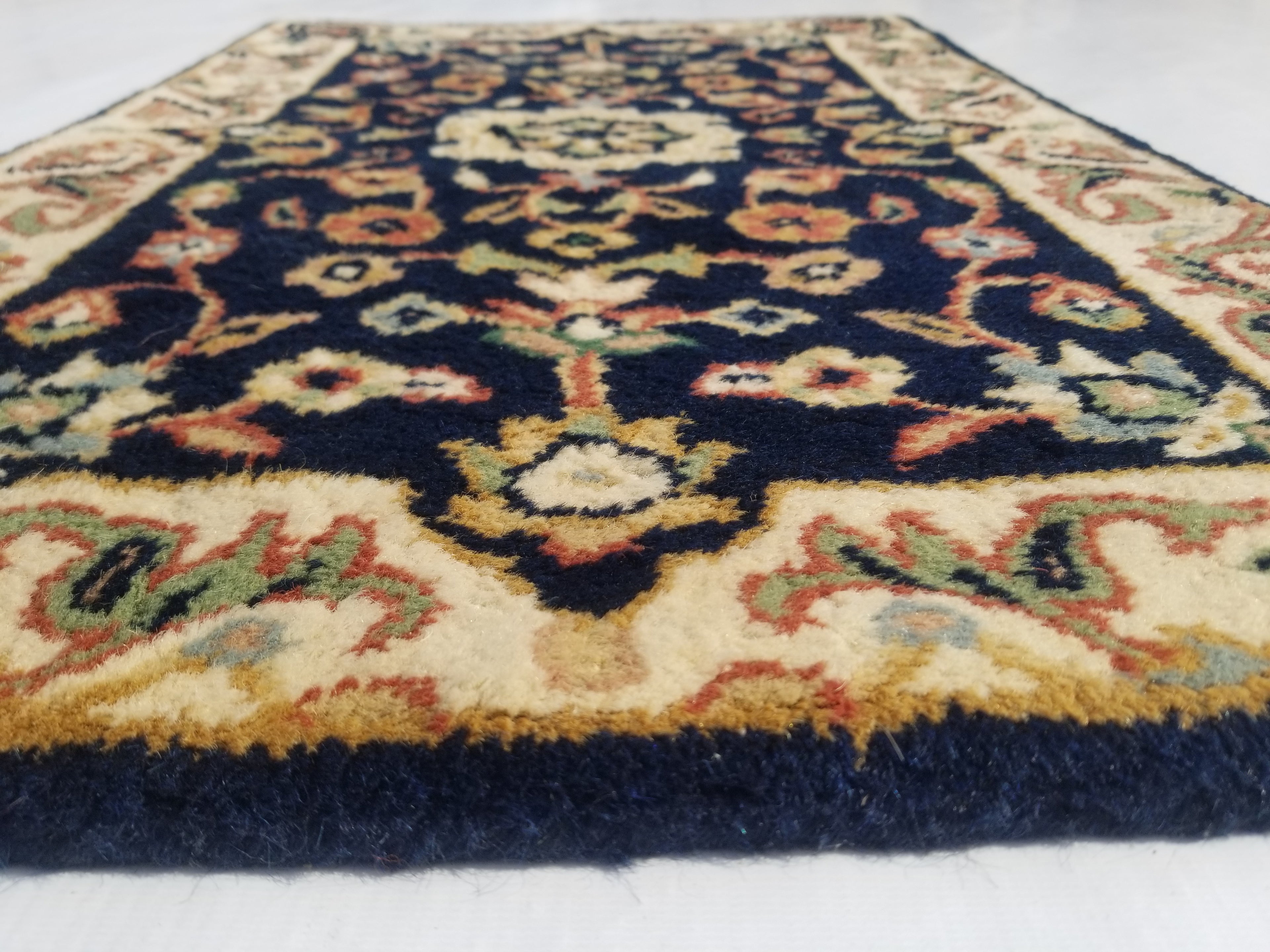 Vintage Traditional Handmade Oriental Wool Multicolor Rug 85x53cm