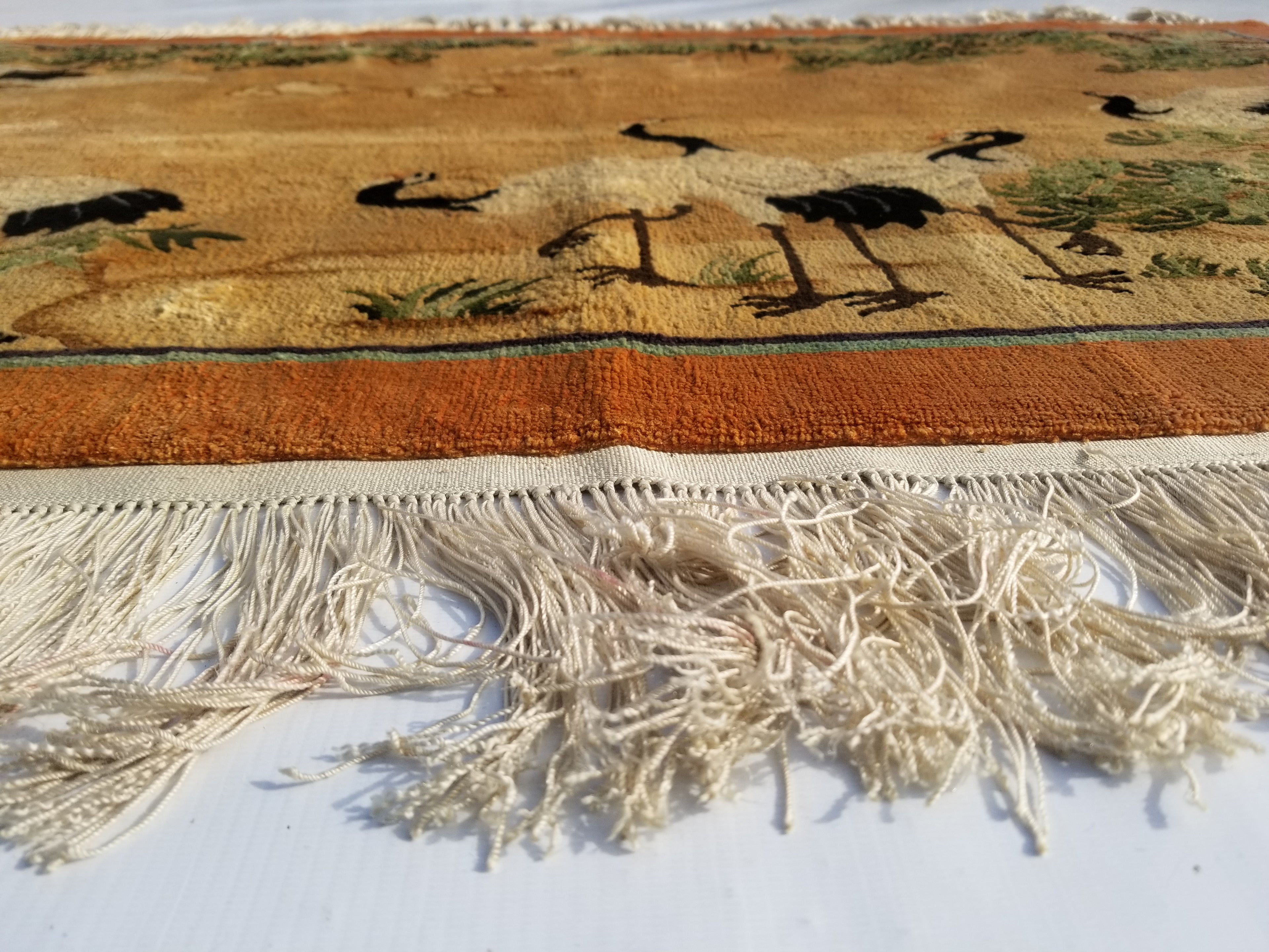 Distressed Vintage Traditional Handmade Chinese Wool Multicolor Rug 138x87cm