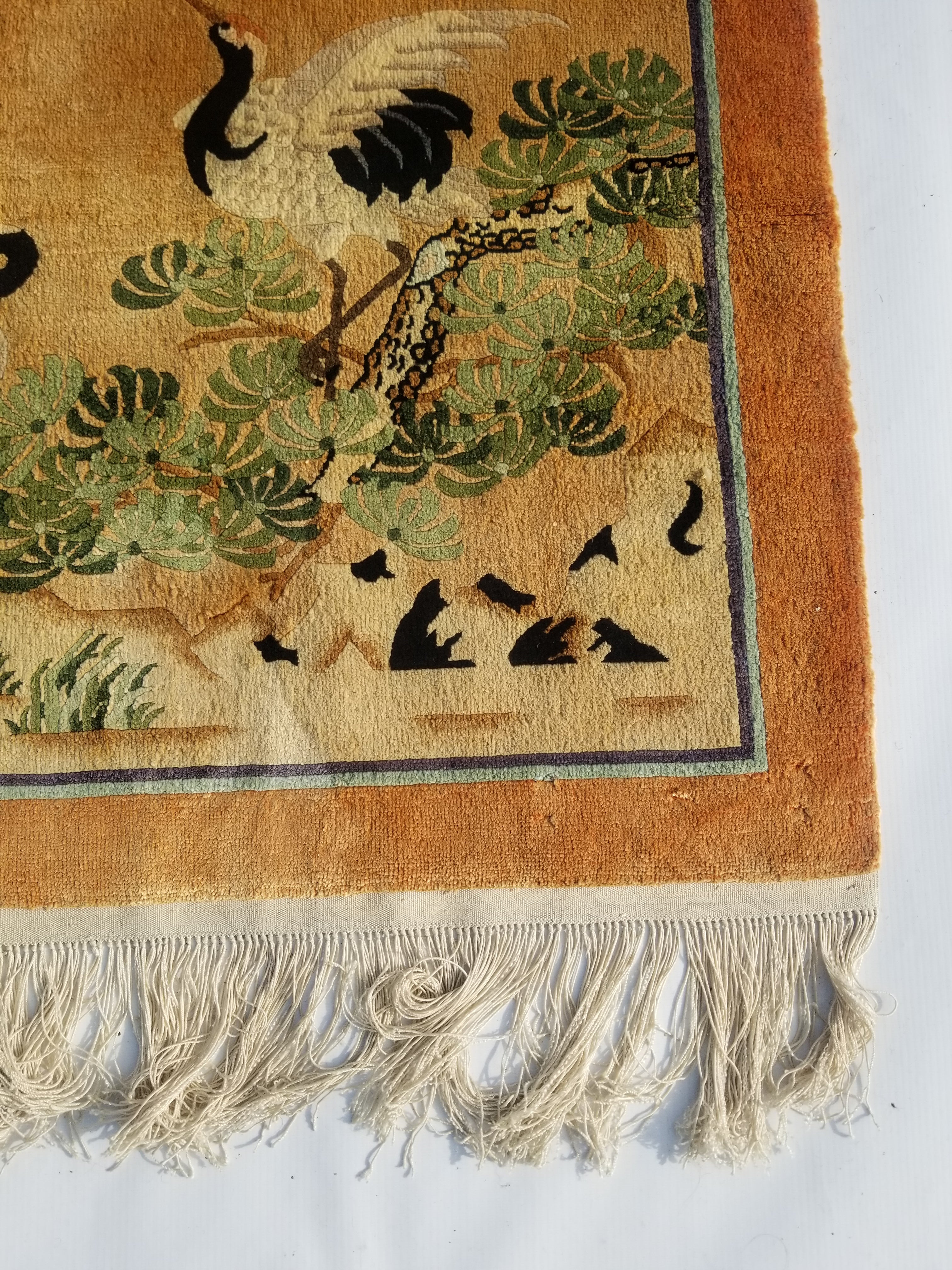 Distressed Vintage Traditional Handmade Chinese Wool Multicolor Rug 138x87cm