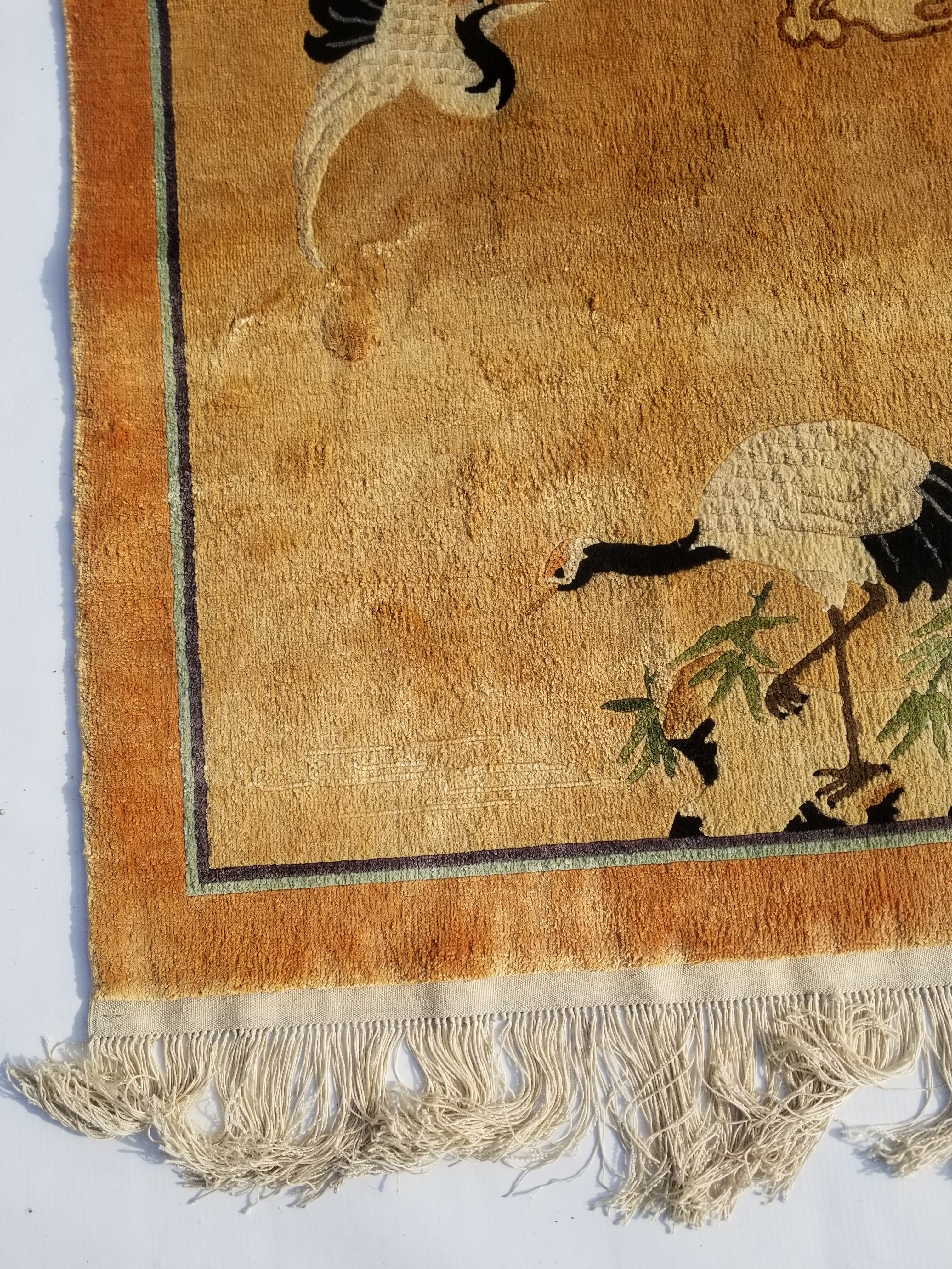 Distressed Vintage Traditional Handmade Chinese Wool Multicolor Rug 138x87cm
