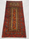 Antique Traditional Handmade Afghan Wool Multicolor Prayer Rug 173x87cm