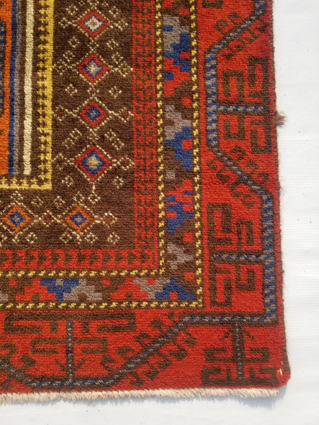 Antique Traditional Handmade Afghan Wool Multicolor Prayer Rug 173x87cm