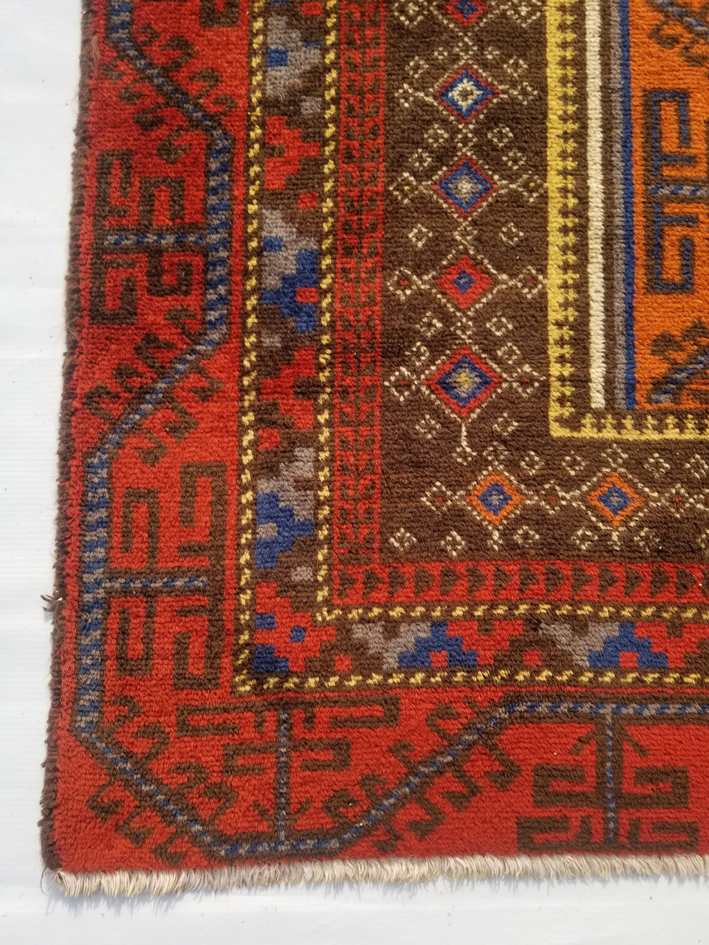Antique Traditional Handmade Afghan Wool Multicolor Prayer Rug 173x87cm