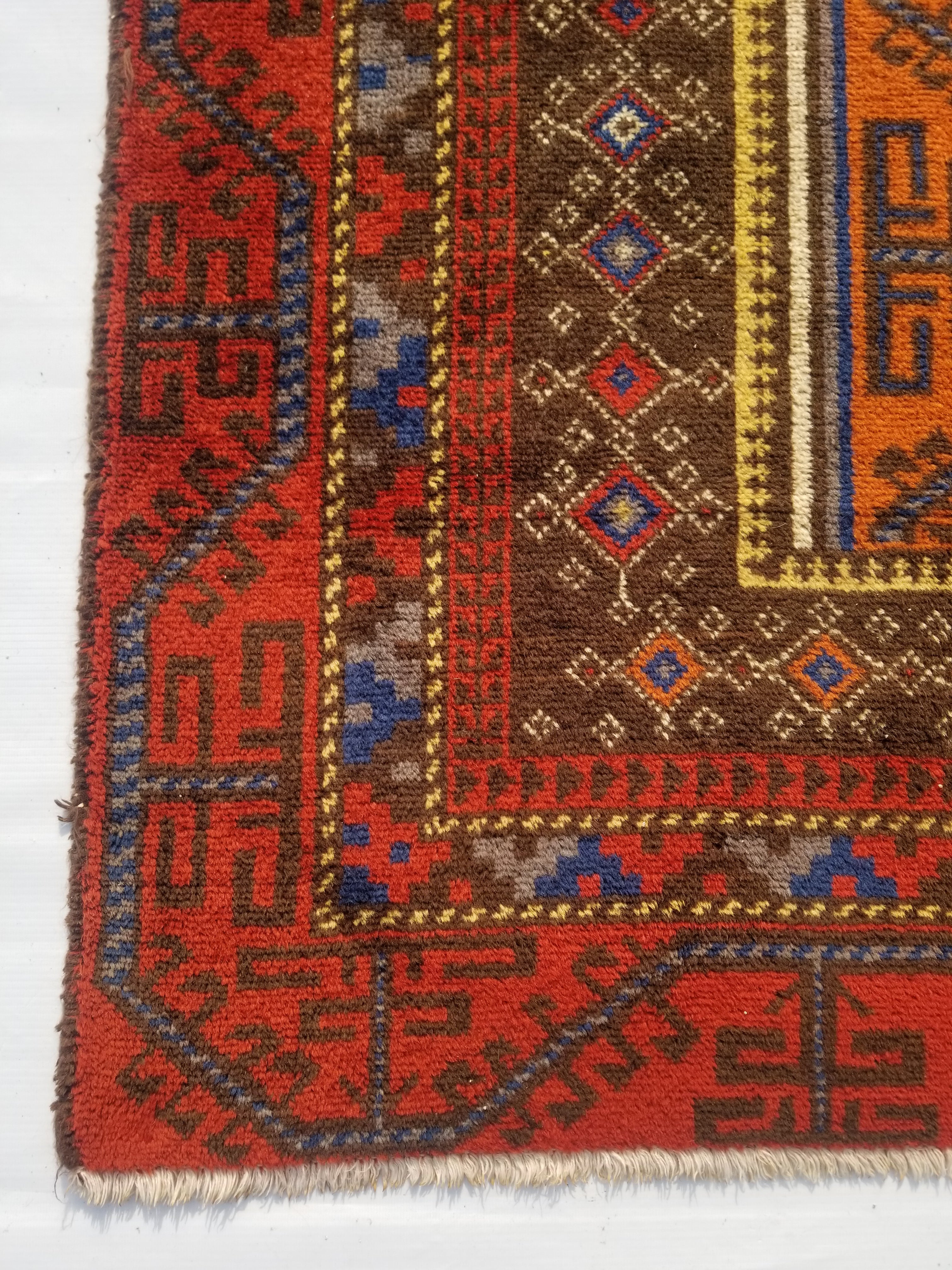 Antique Traditional Handmade Afghan Wool Multicolor Prayer Rug 173x87cm