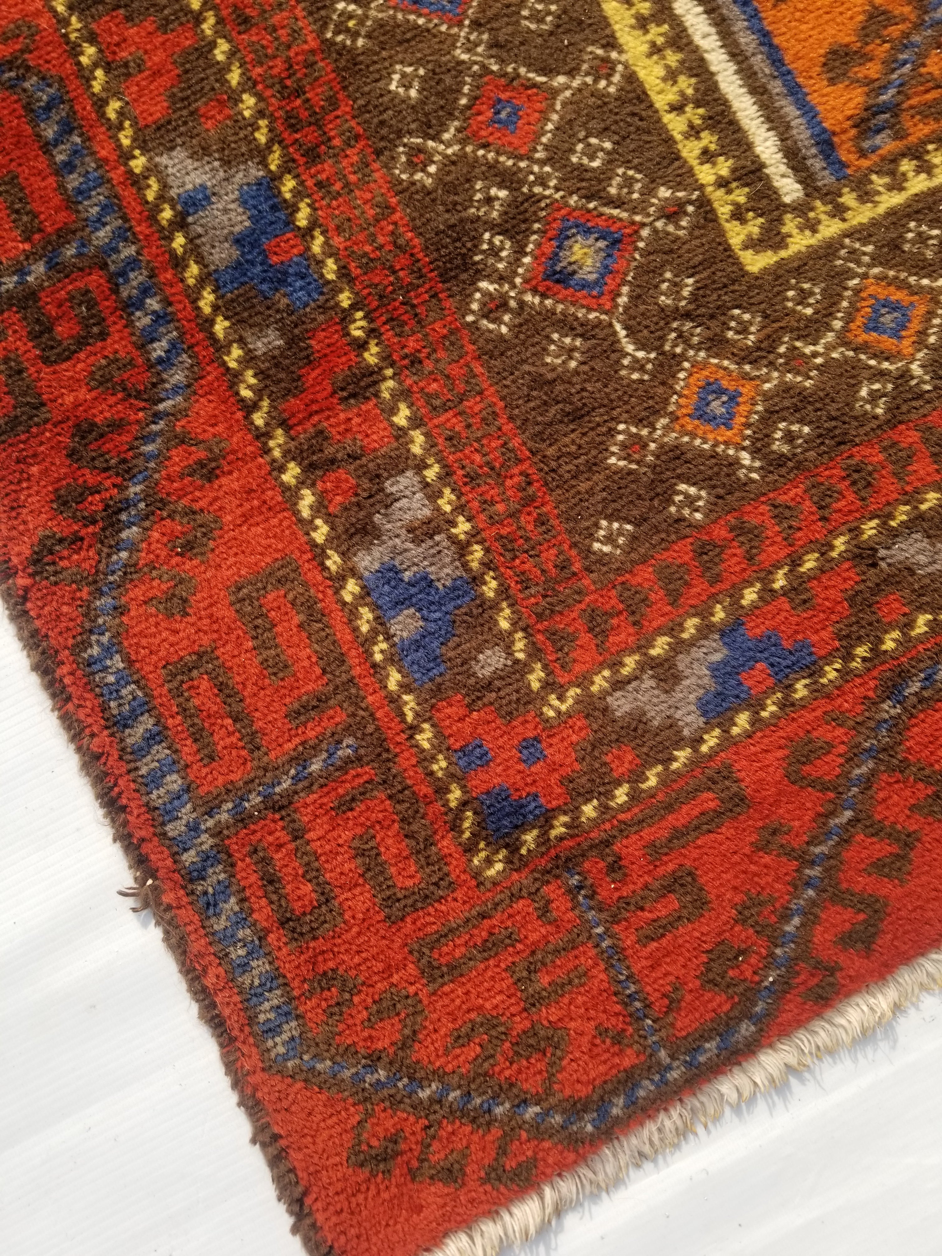 Antique Traditional Handmade Afghan Wool Multicolor Prayer Rug 173x87cm