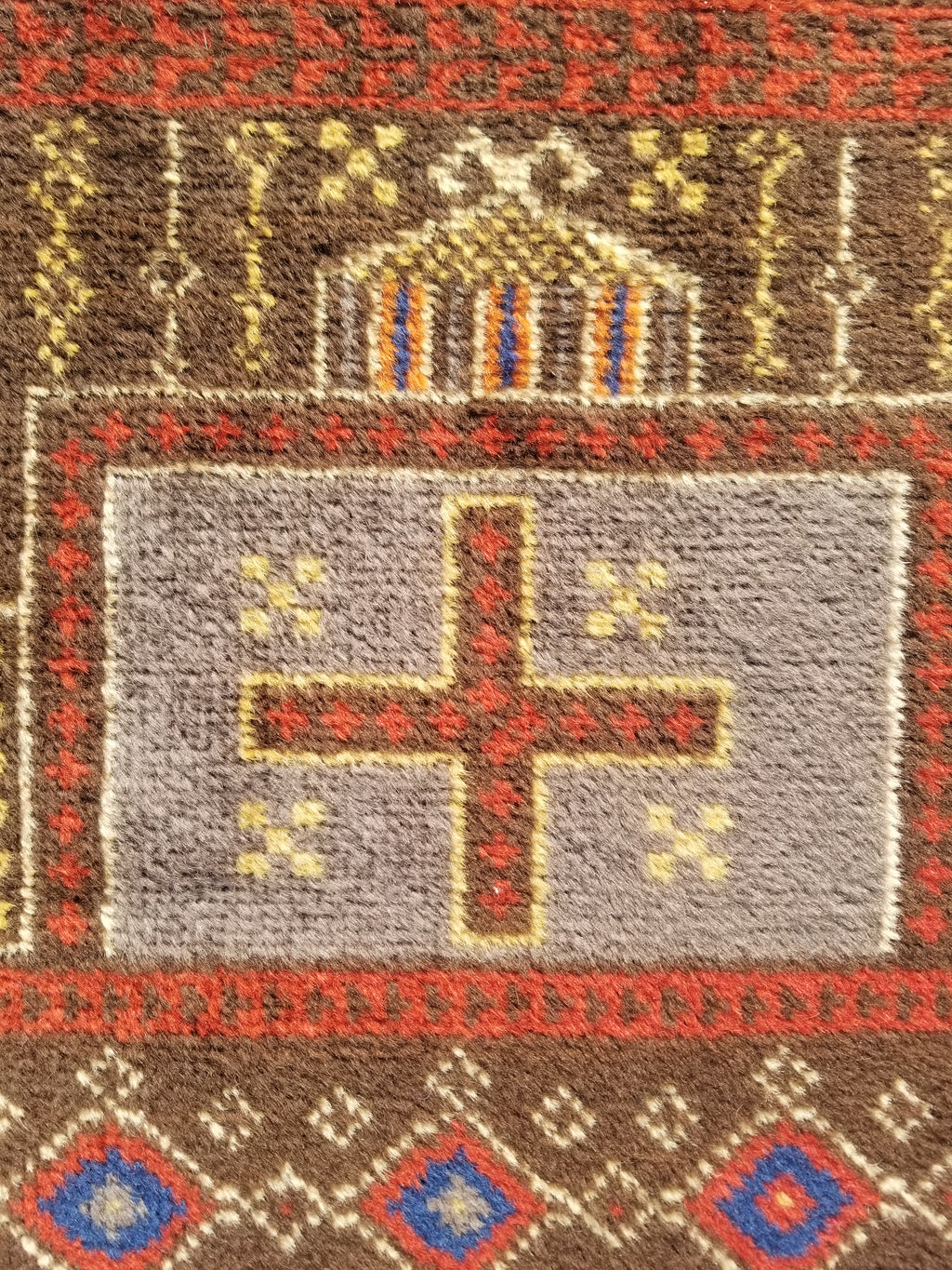 Antique Traditional Handmade Afghan Wool Multicolor Prayer Rug 173x87cm