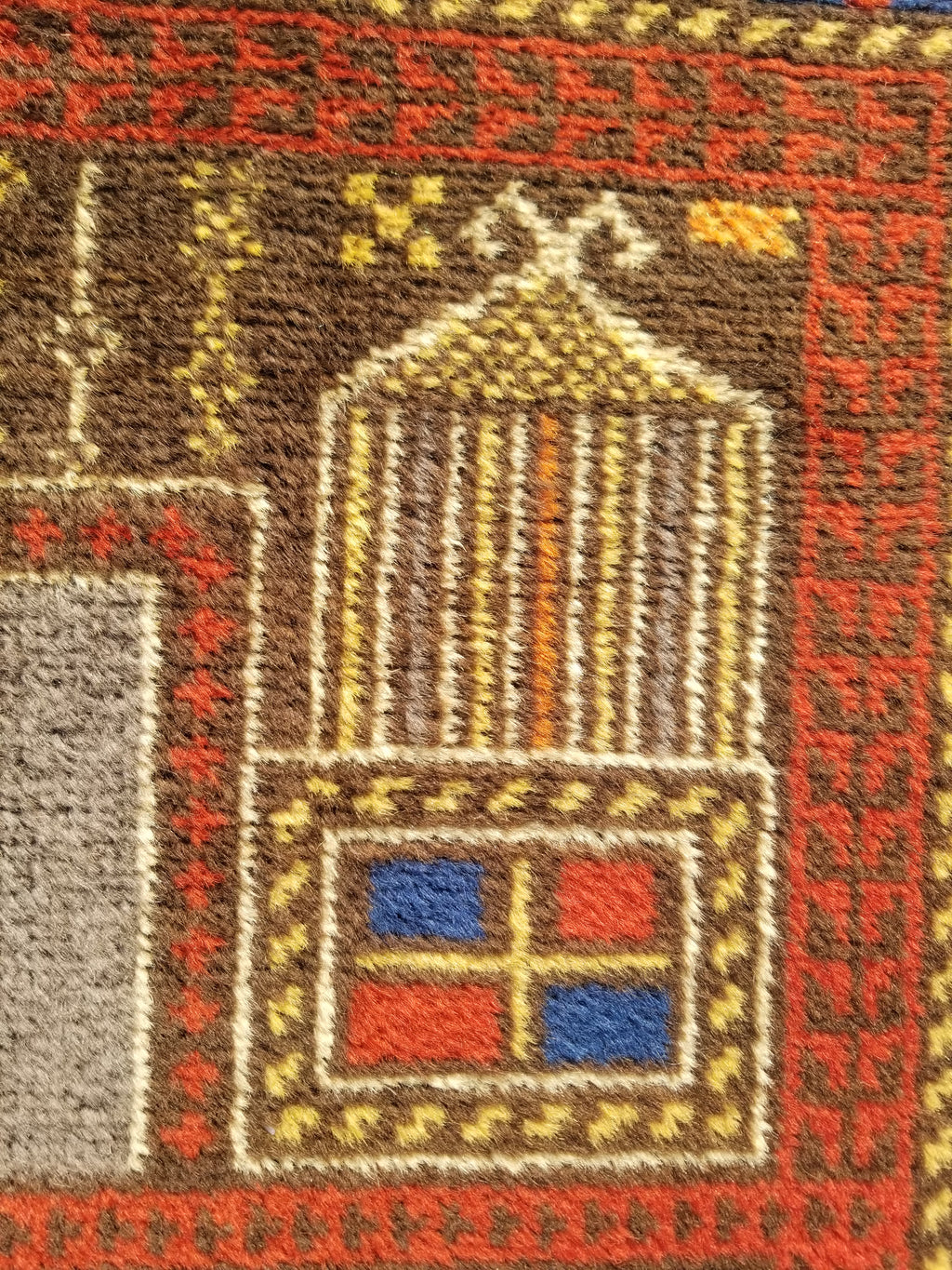 Antique Traditional Handmade Afghan Wool Multicolor Prayer Rug 173x87cm