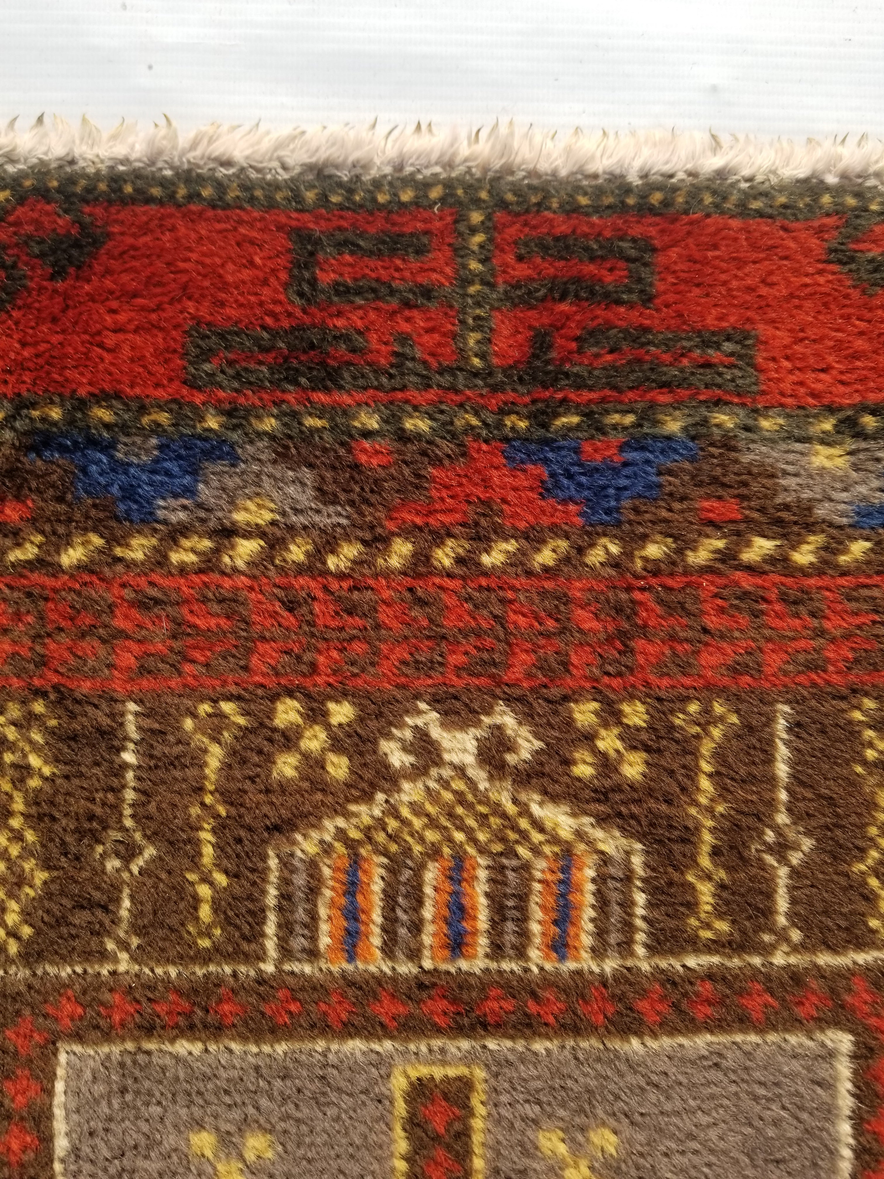 Antique Traditional Handmade Afghan Wool Multicolor Prayer Rug 173x87cm