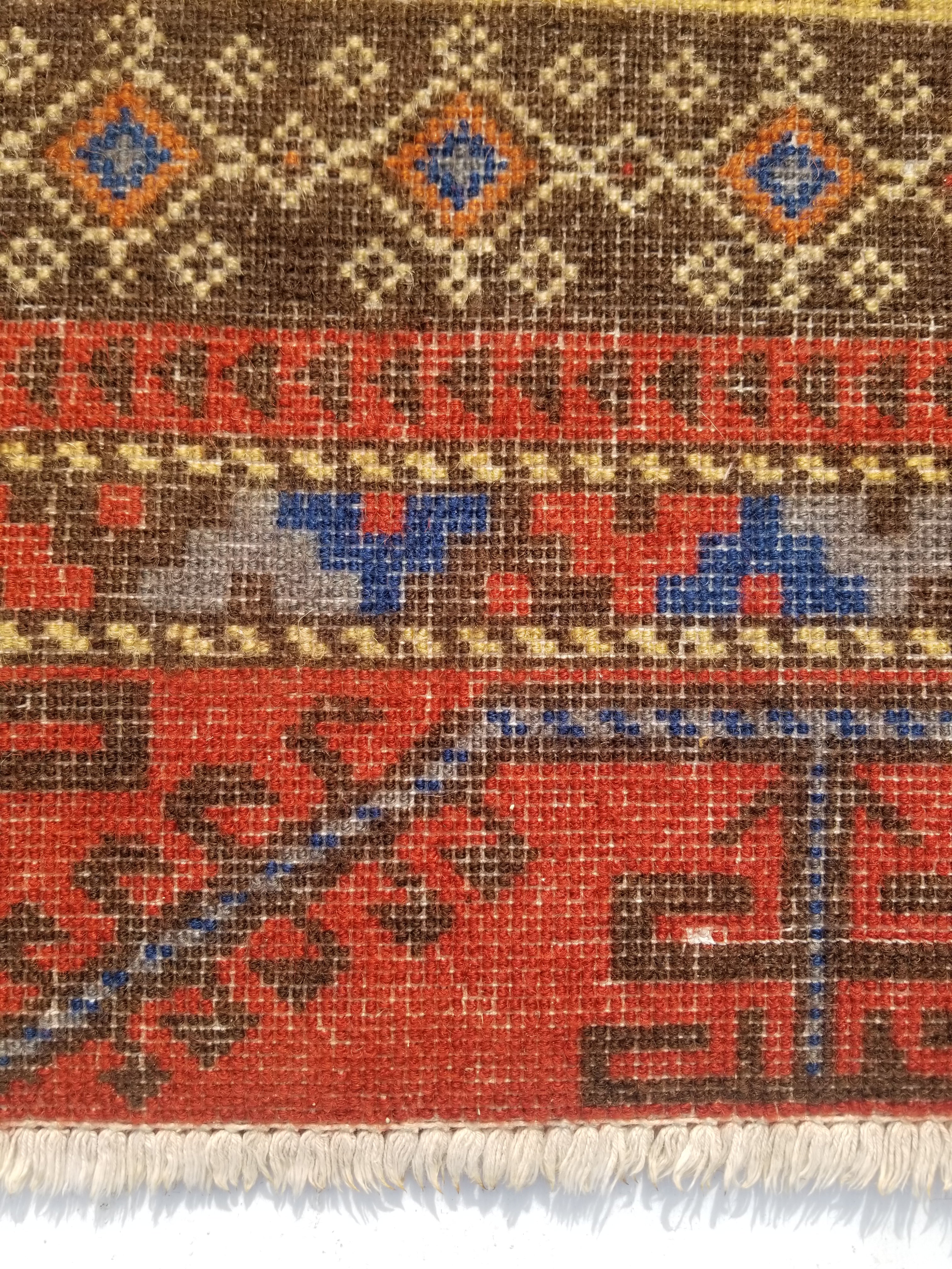 Antique Traditional Handmade Afghan Wool Multicolor Prayer Rug 173x87cm