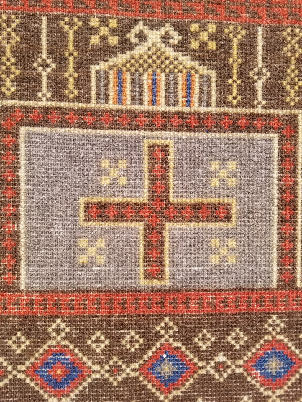 Antique Traditional Handmade Afghan Wool Multicolor Prayer Rug 173x87cm