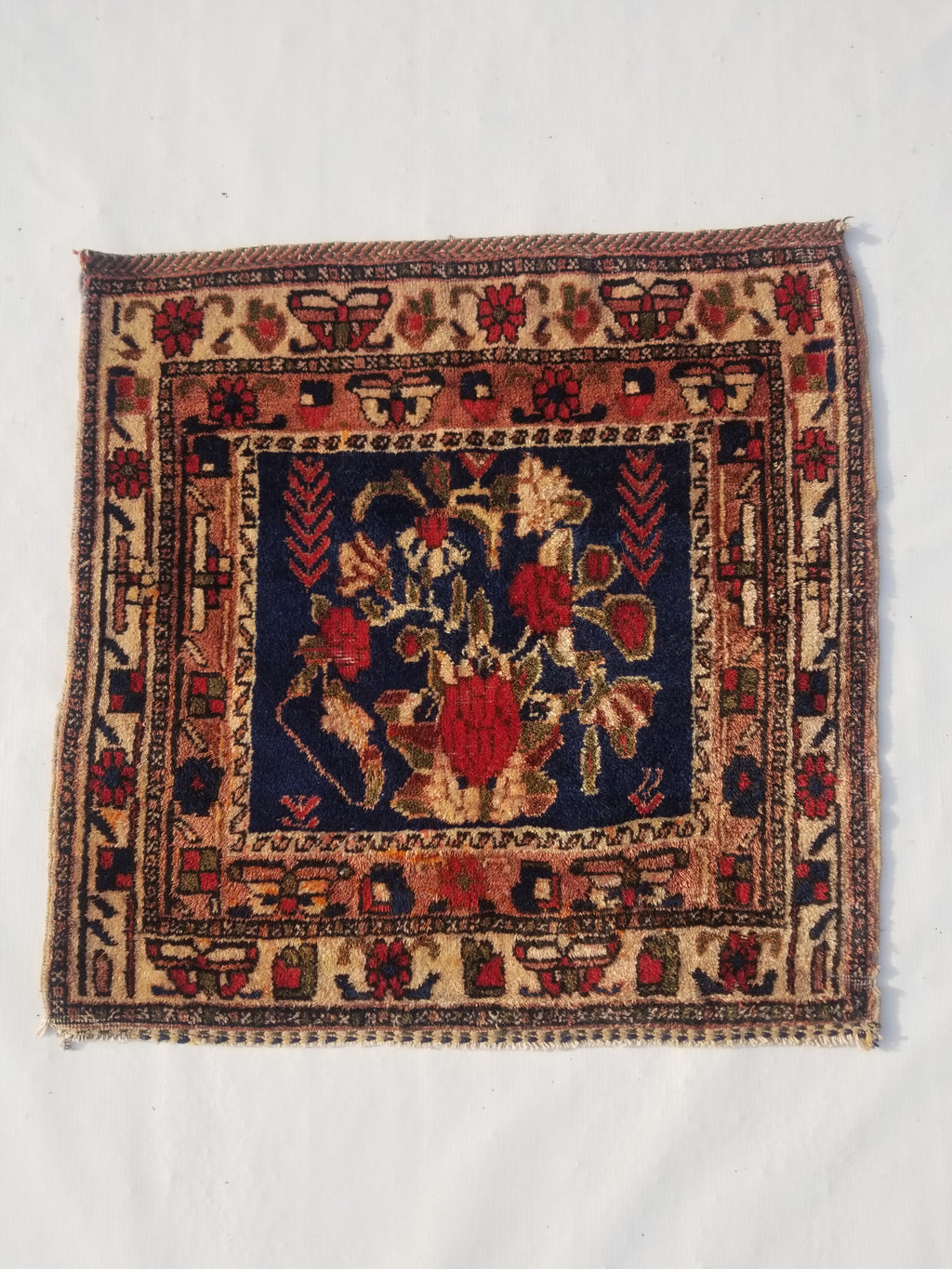 Antique Traditional Handmade Oriental Wool Multicolor Rug 59x59cm