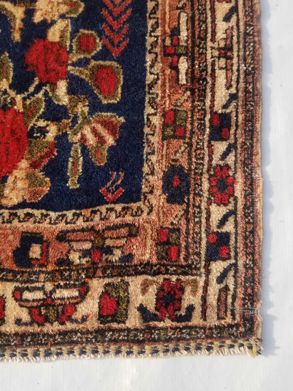 Antique Traditional Handmade Oriental Wool Multicolor Rug 59x59cm