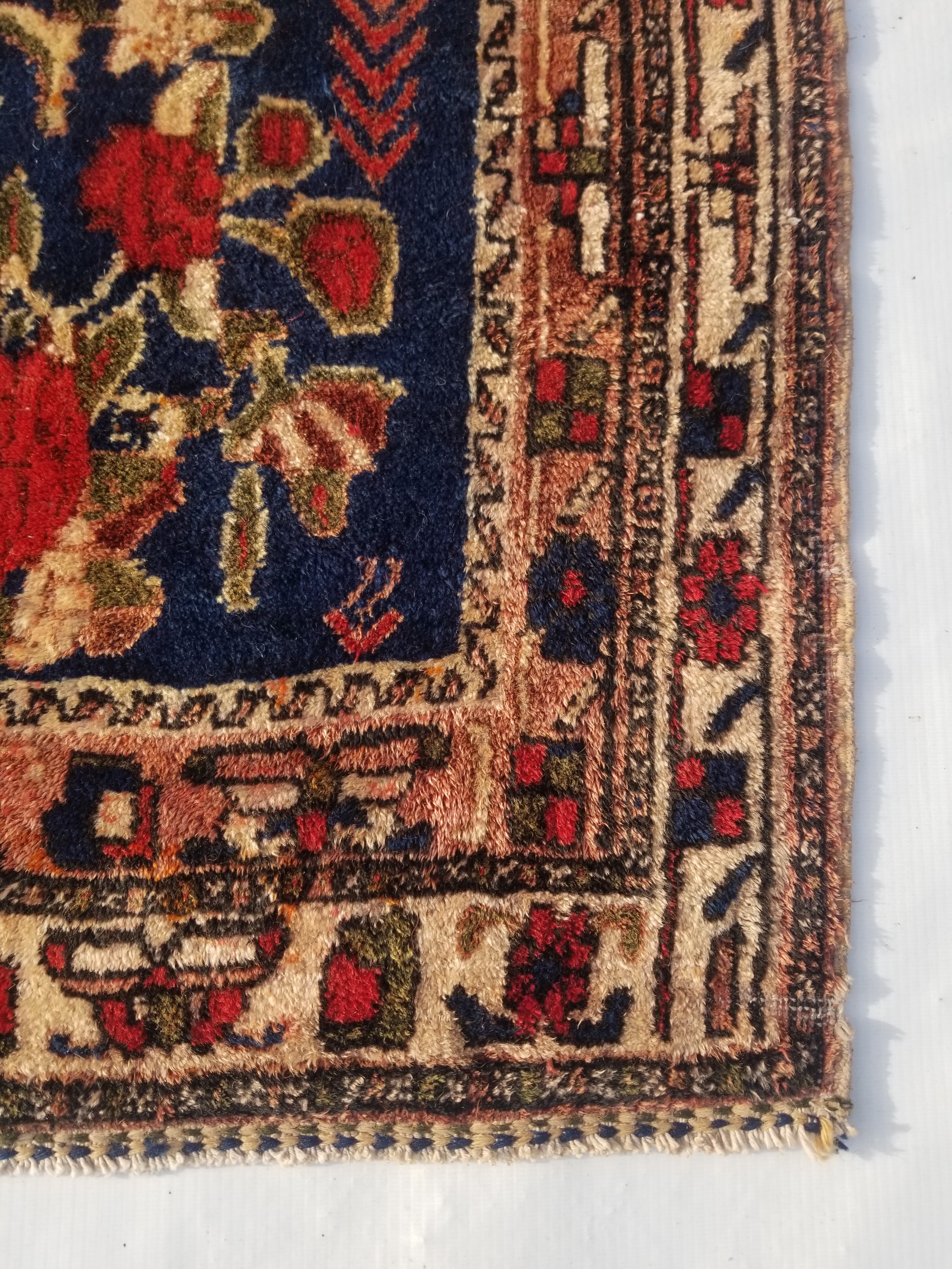 Antique Traditional Handmade Oriental Wool Multicolor Rug 59x59cm