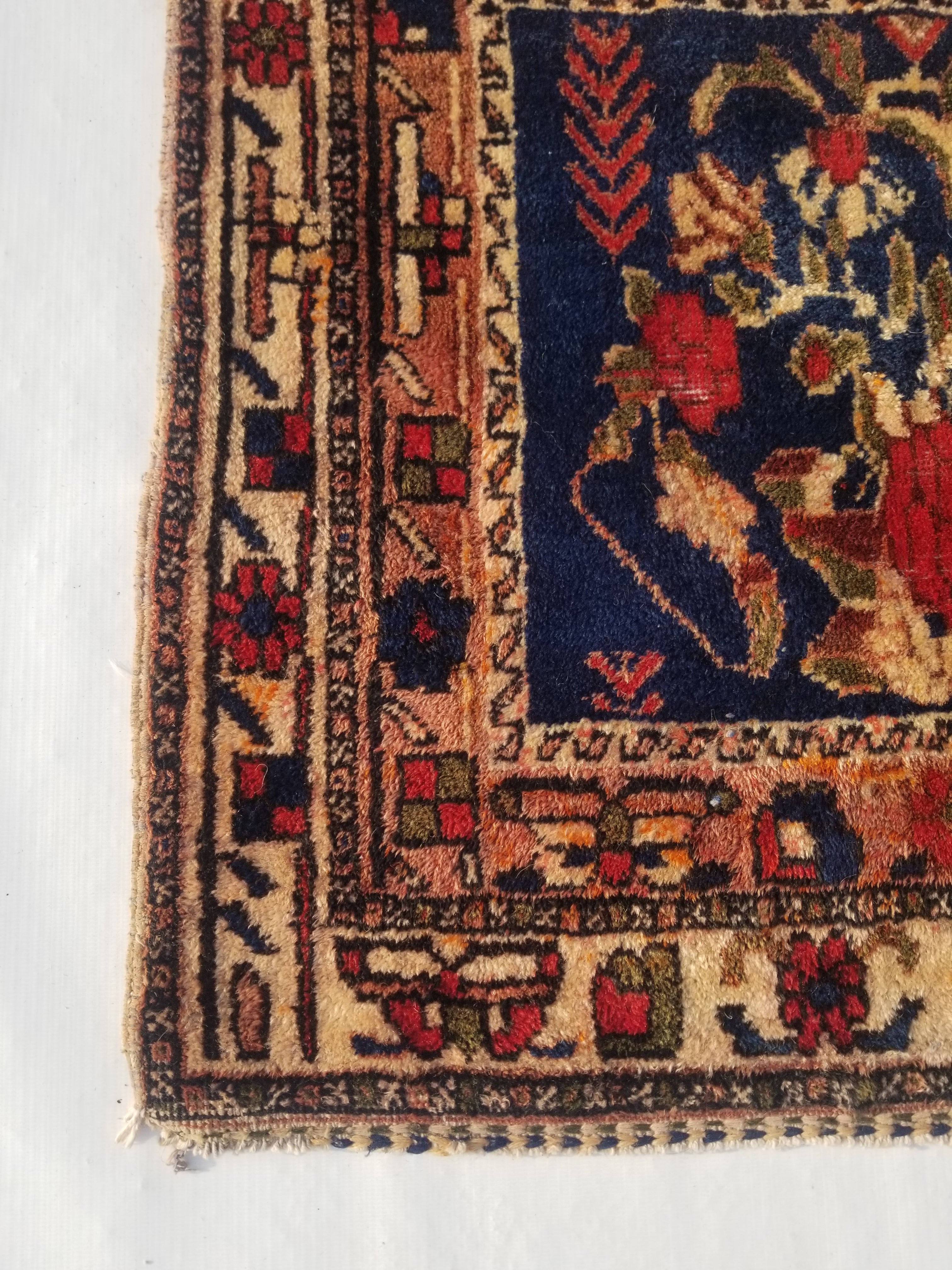 Antique Traditional Handmade Oriental Wool Multicolor Rug 59x59cm