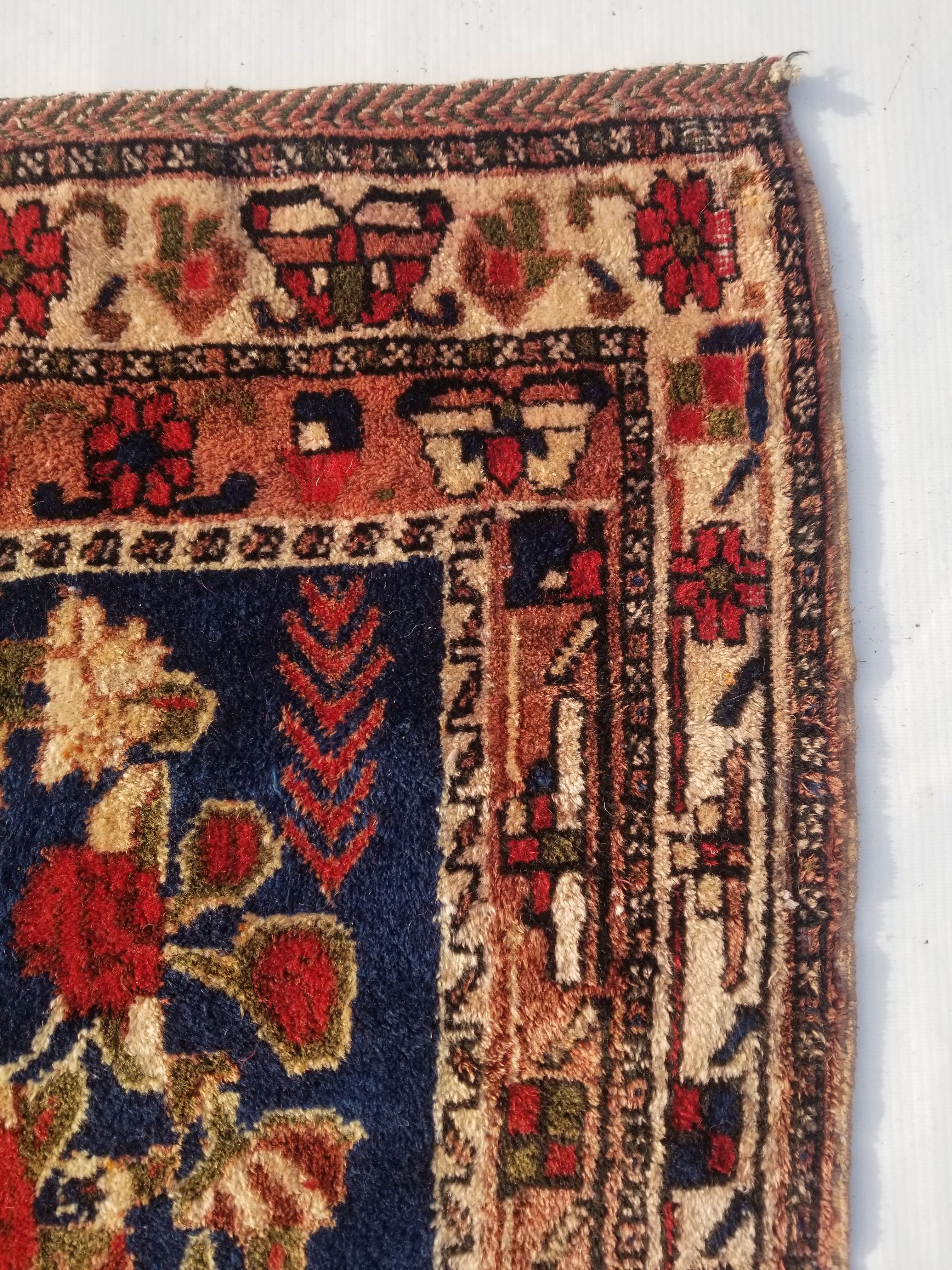 Antique Traditional Handmade Oriental Wool Multicolor Rug 59x59cm
