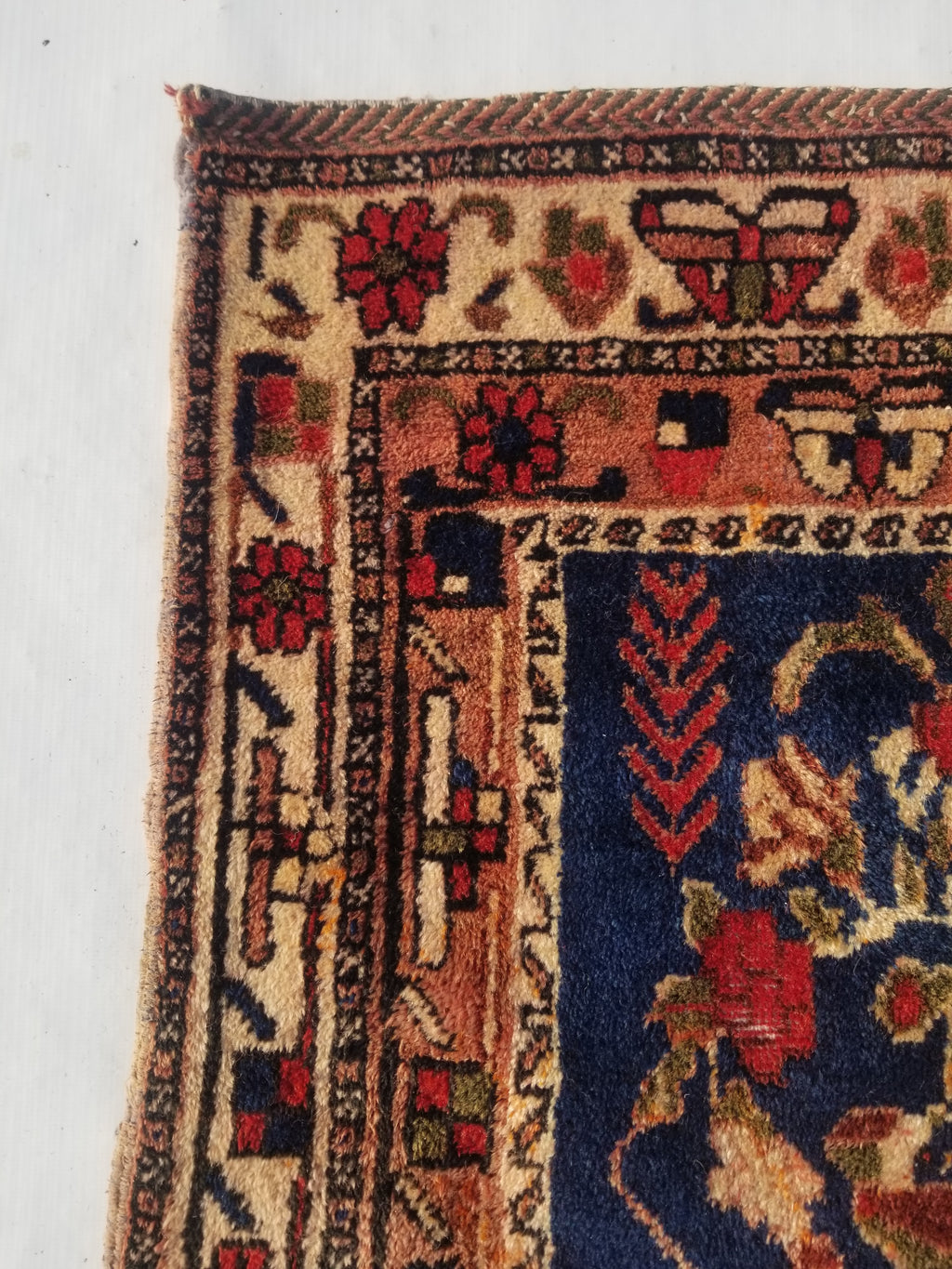 Antique Traditional Handmade Oriental Wool Multicolor Rug 59x59cm