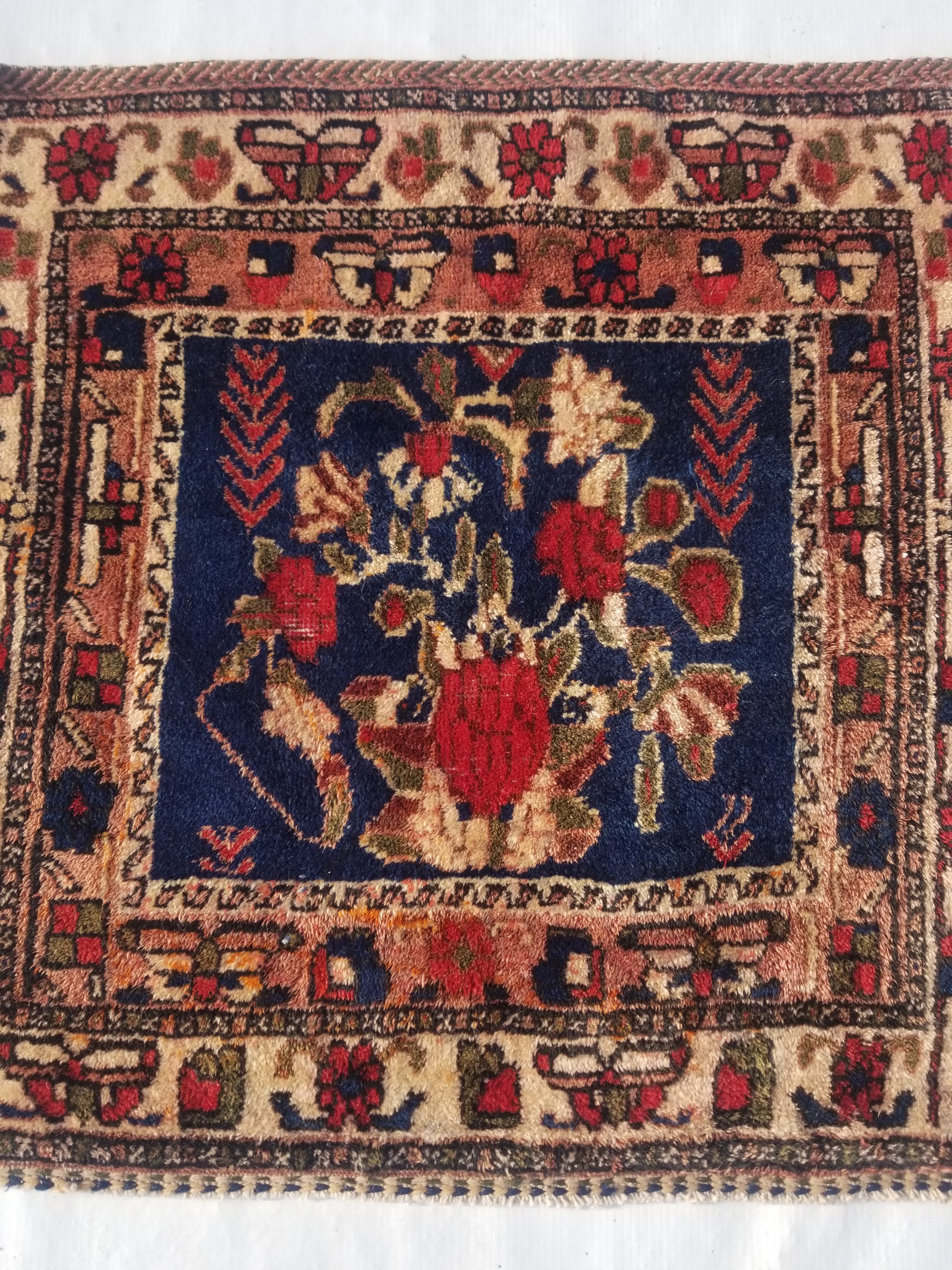 Antique Traditional Handmade Oriental Wool Multicolor Rug 59x59cm