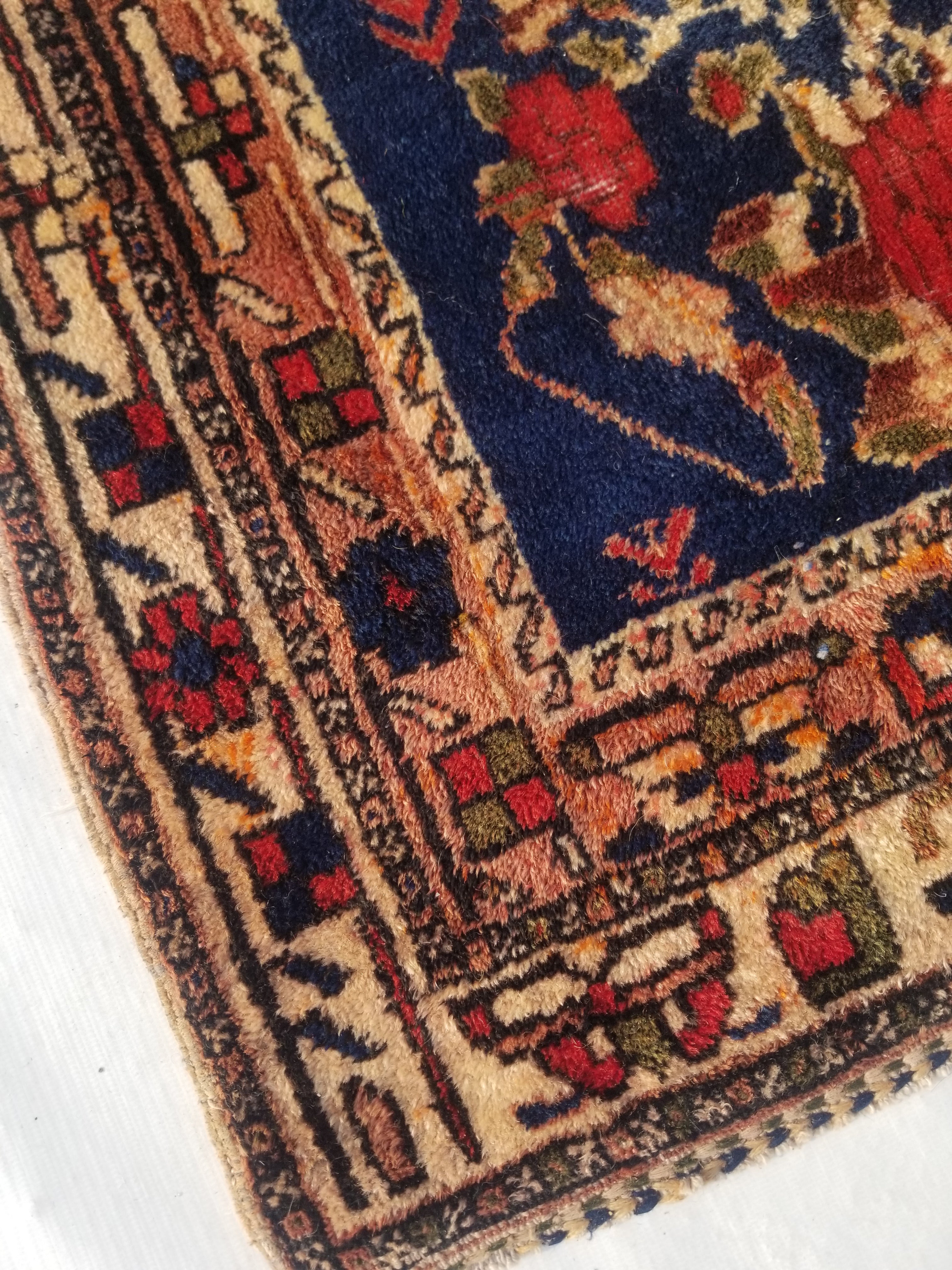 Antique Traditional Handmade Oriental Wool Multicolor Rug 59x59cm