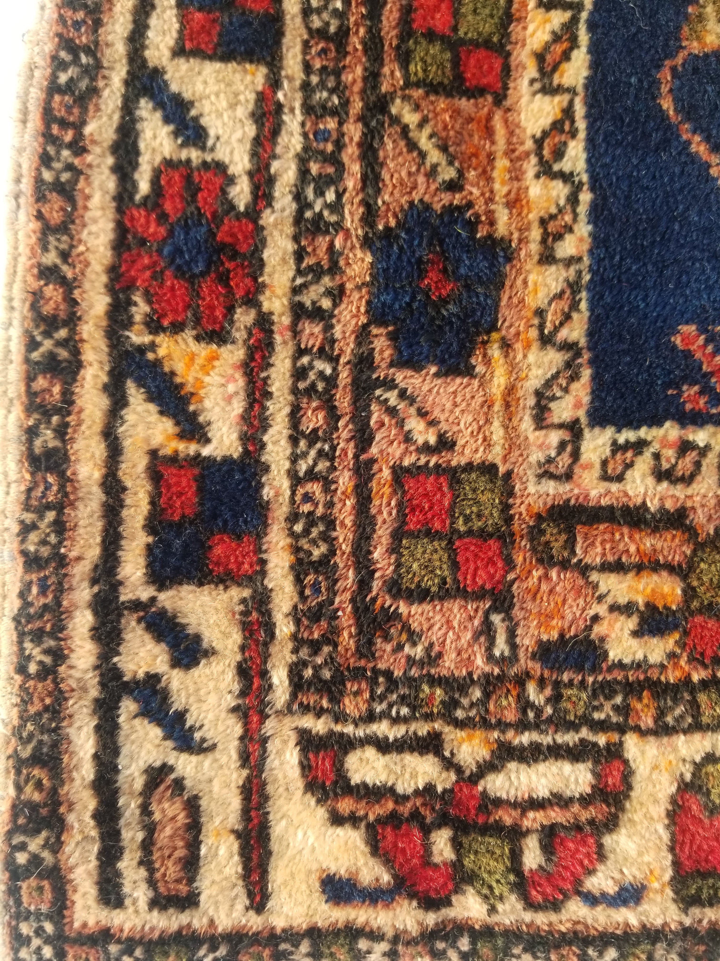 Antique Traditional Handmade Oriental Wool Multicolor Rug 59x59cm
