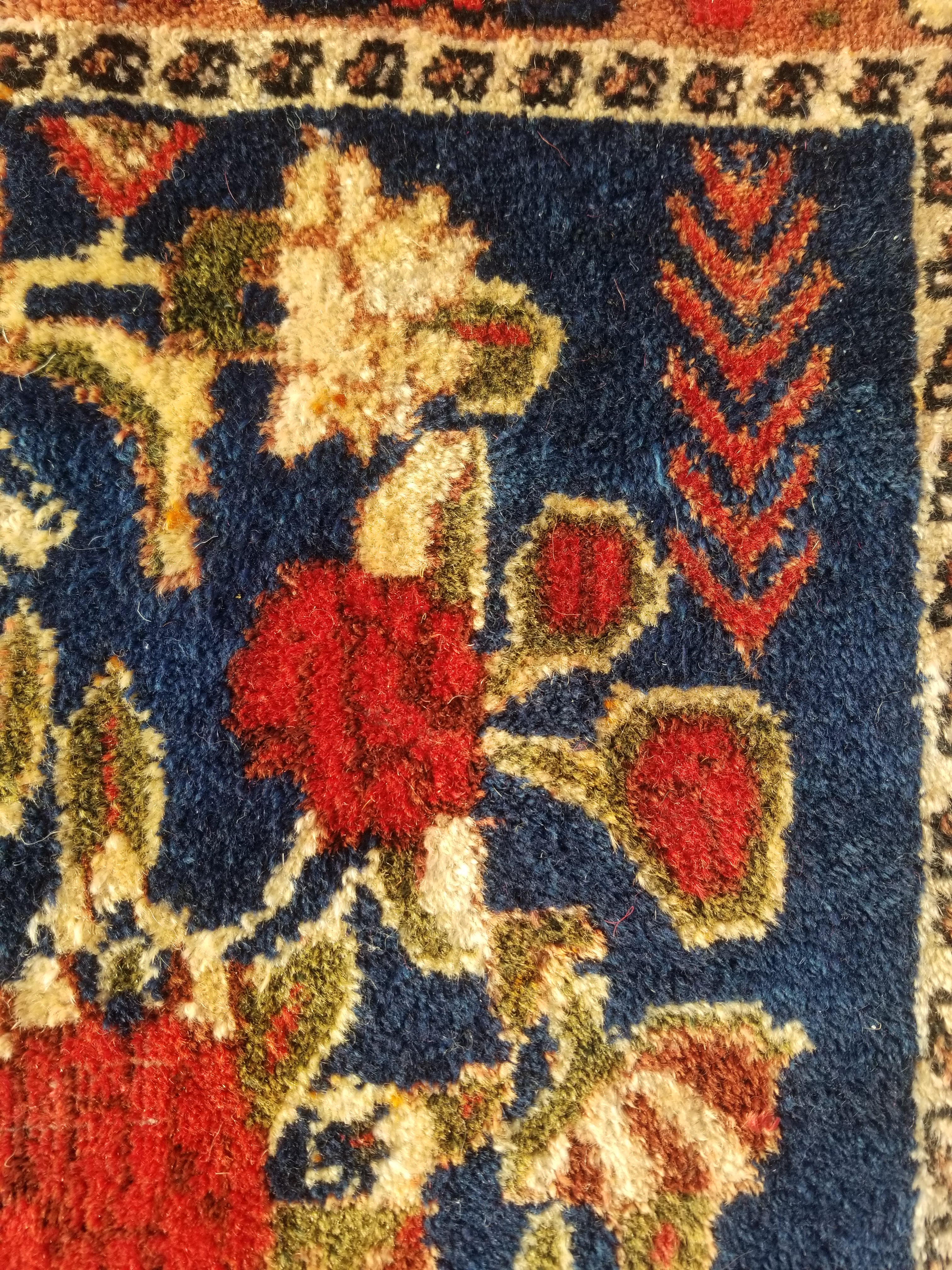 Antique Traditional Handmade Oriental Wool Multicolor Rug 59x59cm