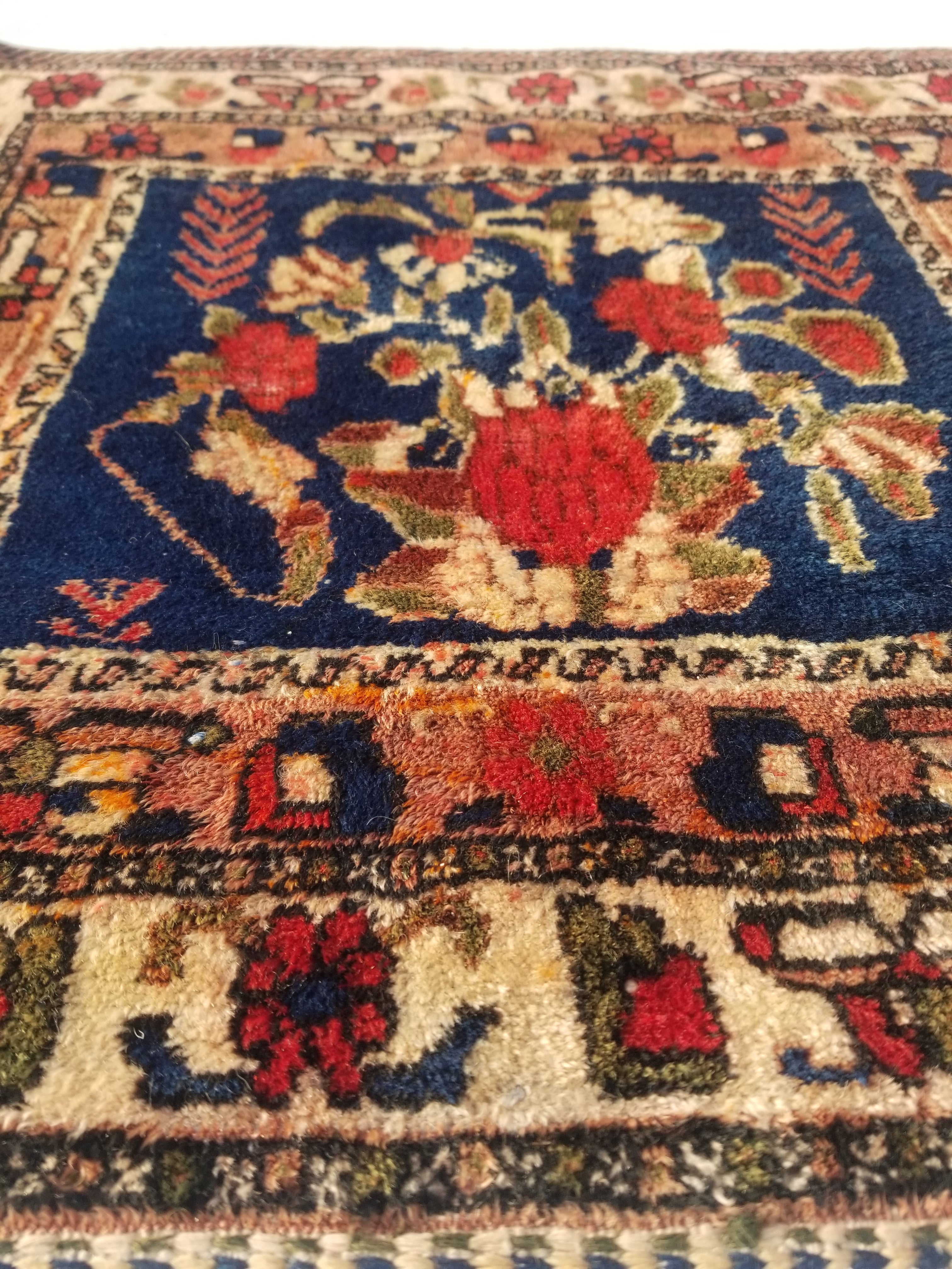 Antique Traditional Handmade Oriental Wool Multicolor Rug 59x59cm