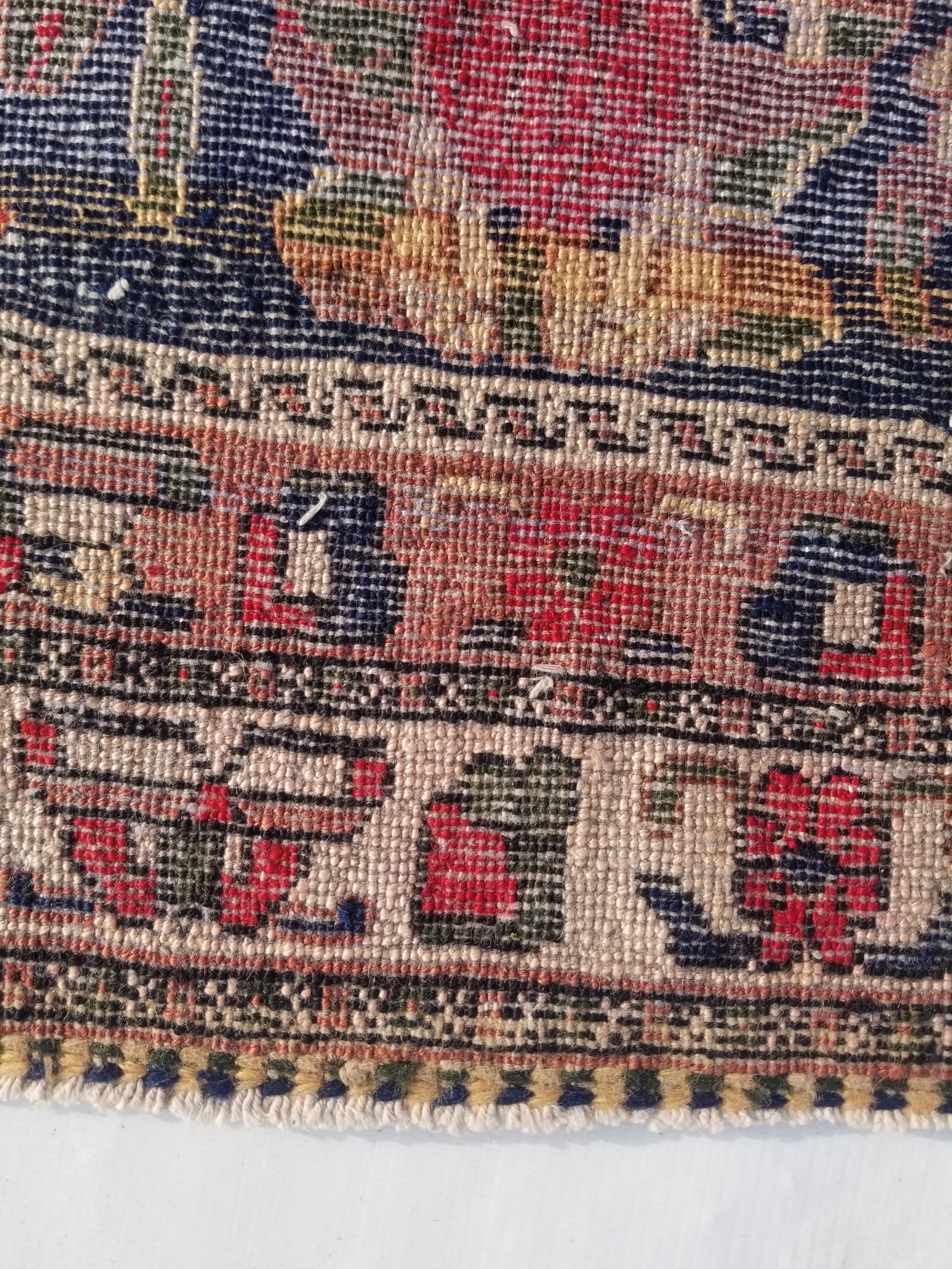 Antique Traditional Handmade Oriental Wool Multicolor Rug 59x59cm