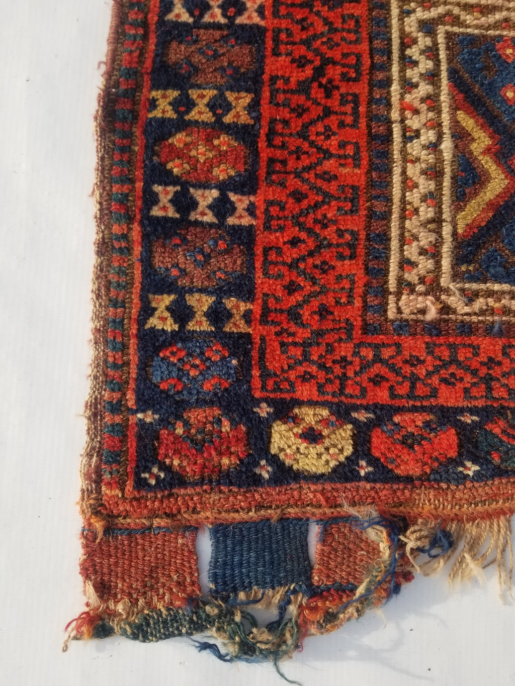 Antique Traditional Handmade Kurdish Wool Multicolor Bag Face 61x46cm
