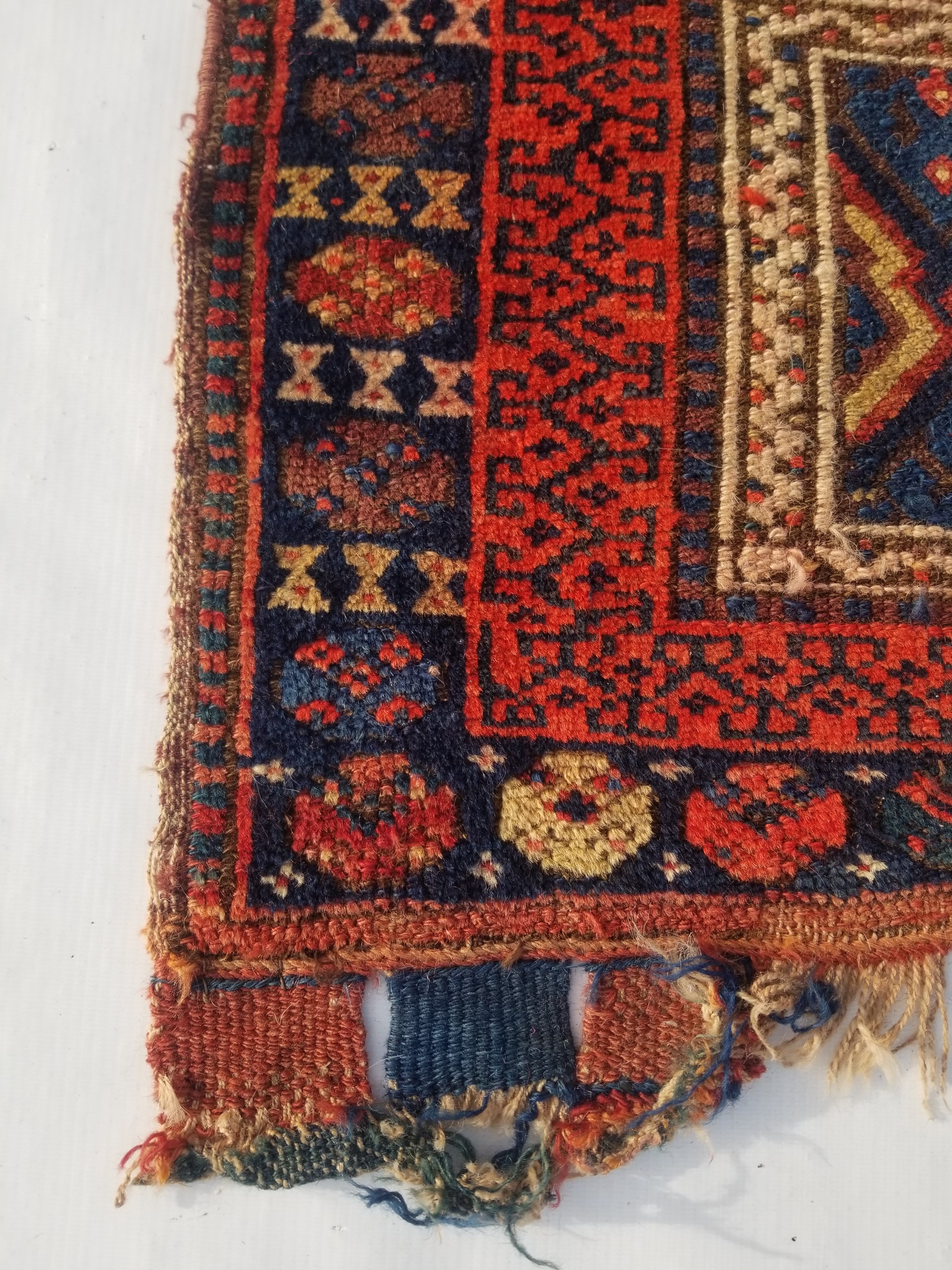 Antique Traditional Handmade Kurdish Wool Multicolor Bag Face 61x46cm