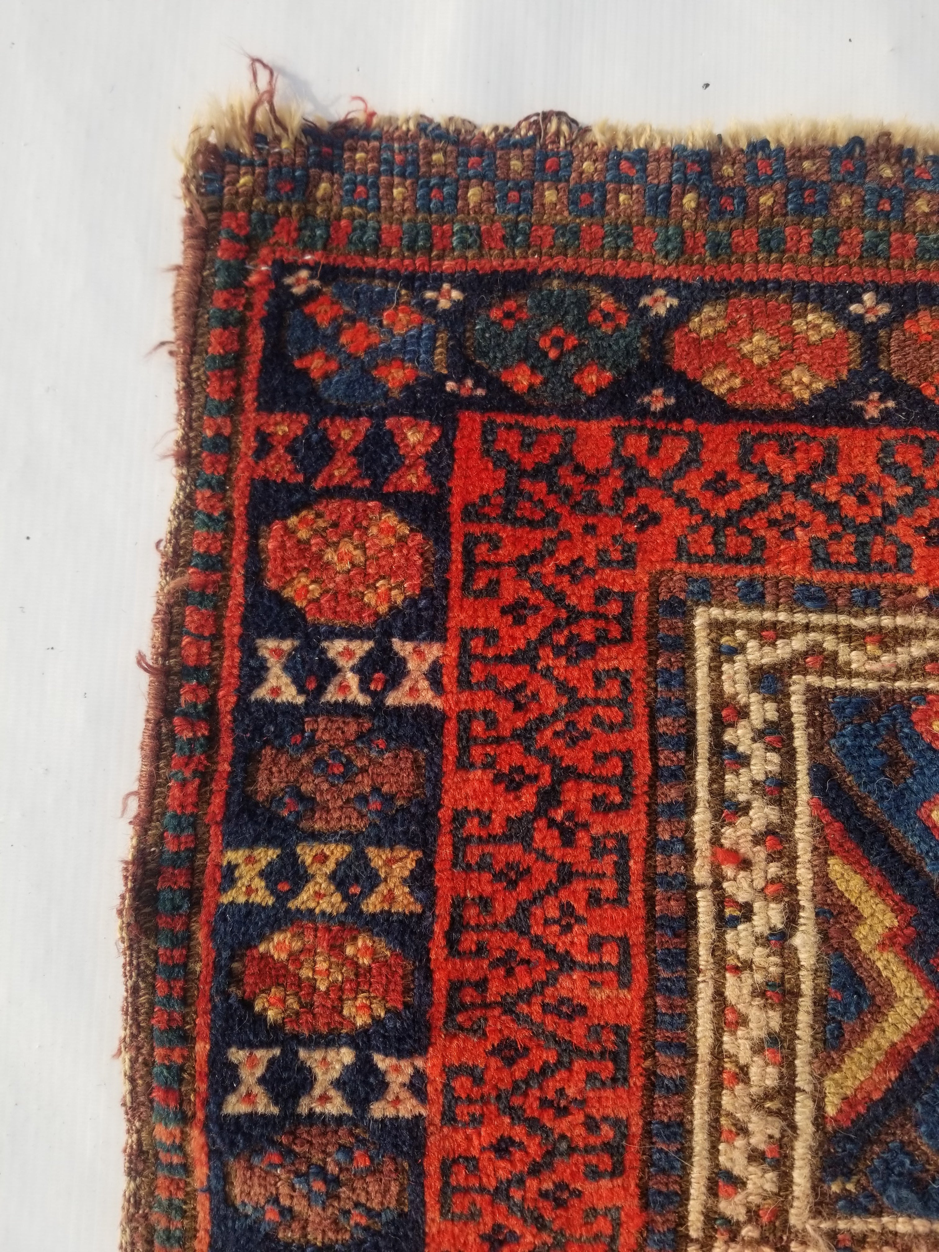 Antique Traditional Handmade Kurdish Wool Multicolor Bag Face 61x46cm