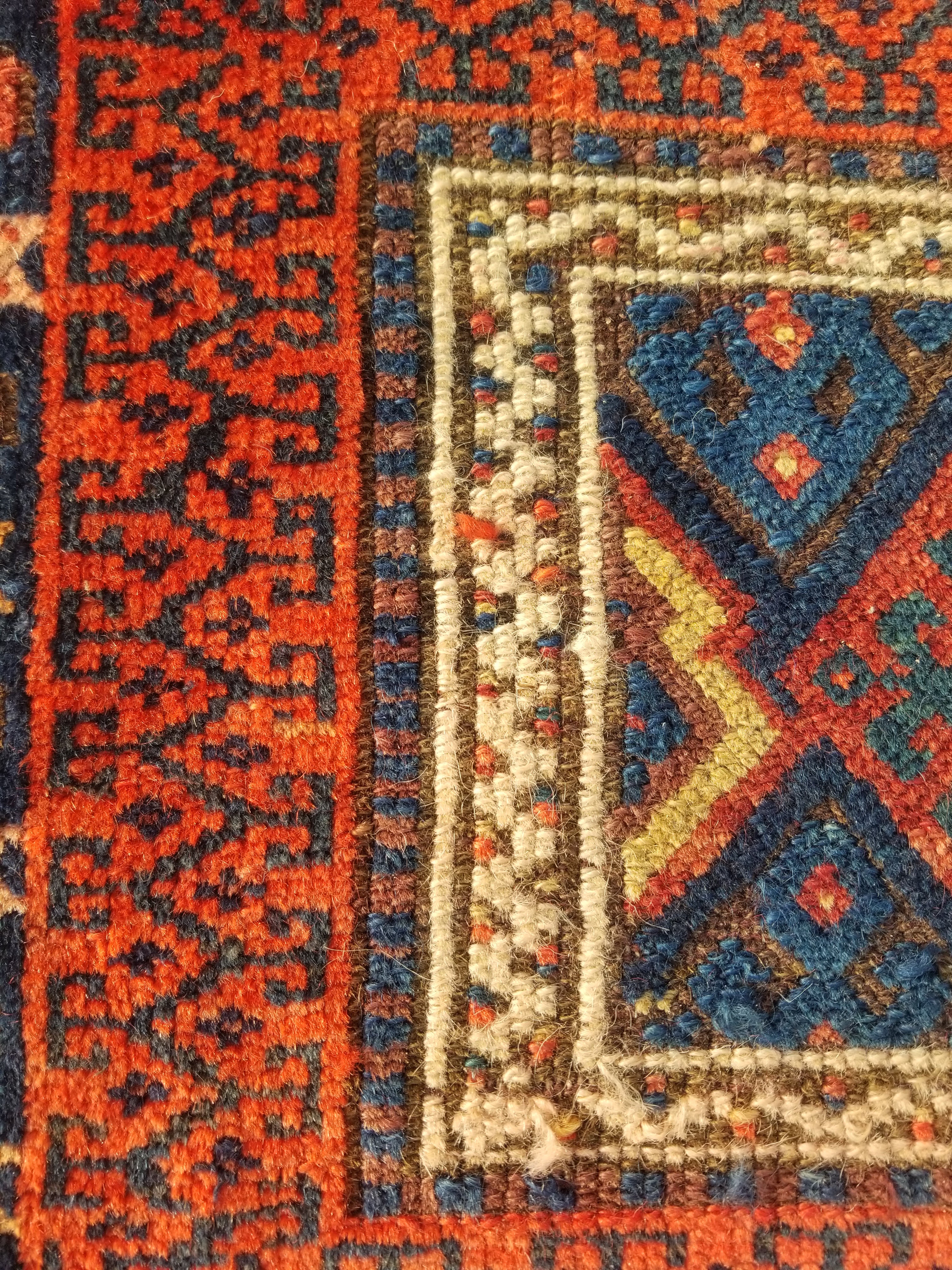 Antique Traditional Handmade Kurdish Wool Multicolor Bag Face 61x46cm