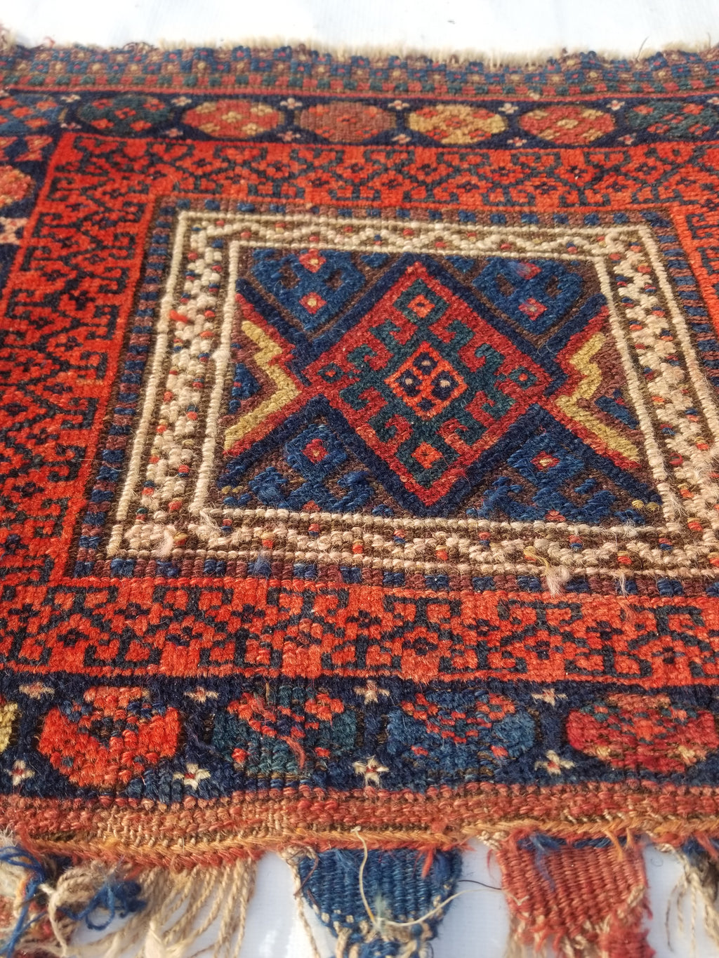 Antique Traditional Handmade Kurdish Wool Multicolor Bag Face 61x46cm