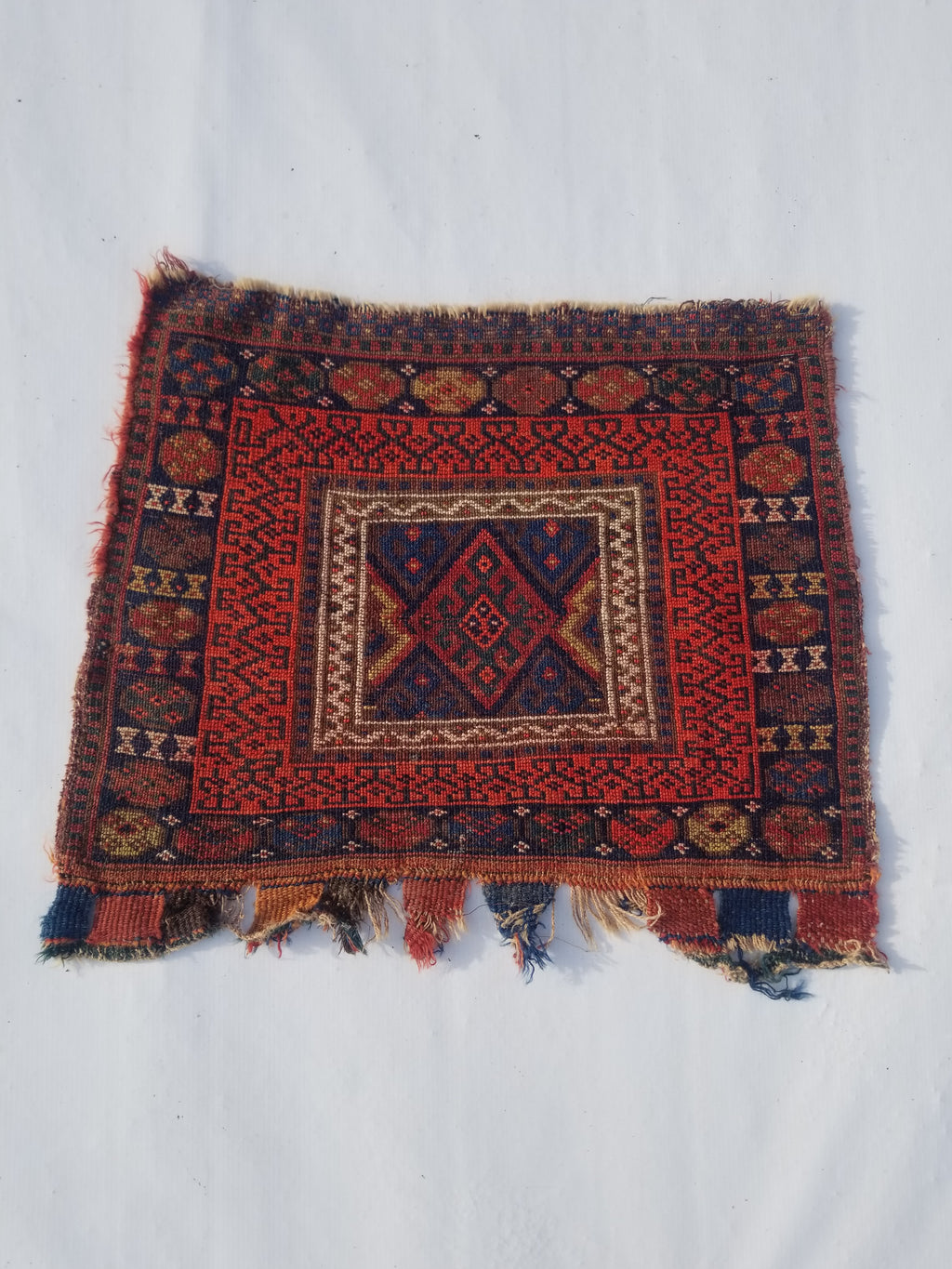 Antique Traditional Handmade Kurdish Wool Multicolor Bag Face 61x46cm