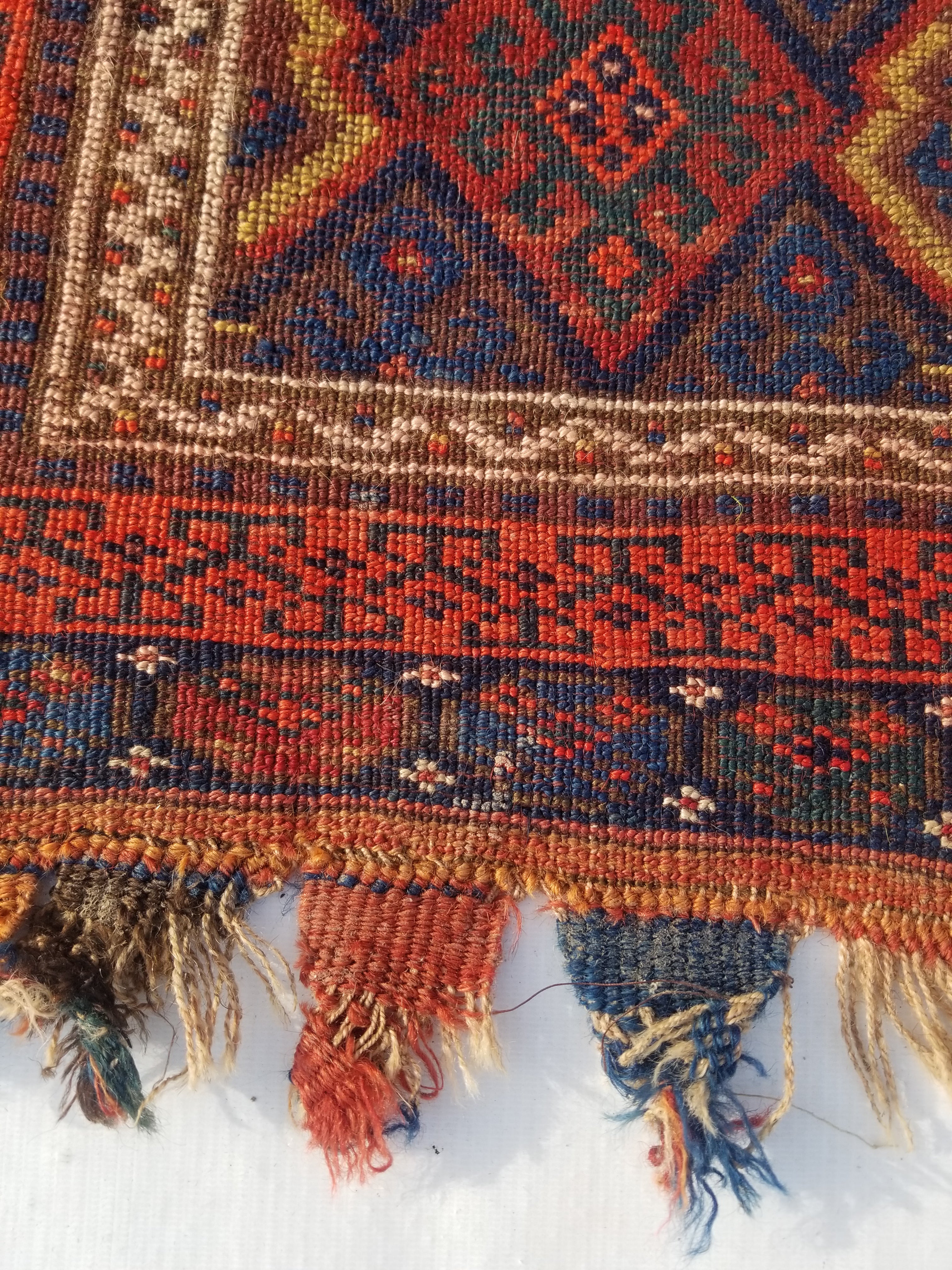 Antique Traditional Handmade Kurdish Wool Multicolor Bag Face 61x46cm
