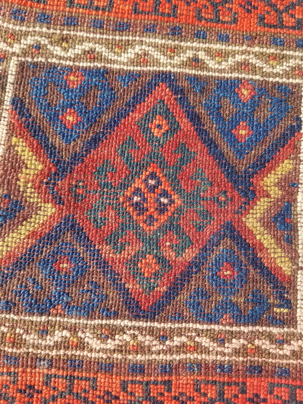 Antique Traditional Handmade Kurdish Wool Multicolor Bag Face 61x46cm